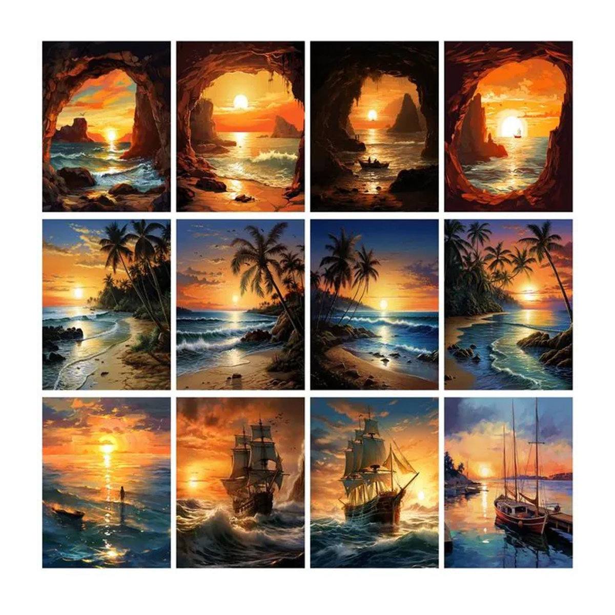 RUOPOTY Malset Bilder nach Zahlen mit Sonnenuntergang Motiv, moderne Landschaft auf Leinwand, mehrfarbig, Querformat, B/H: 50 x 40 cm - Bild 1