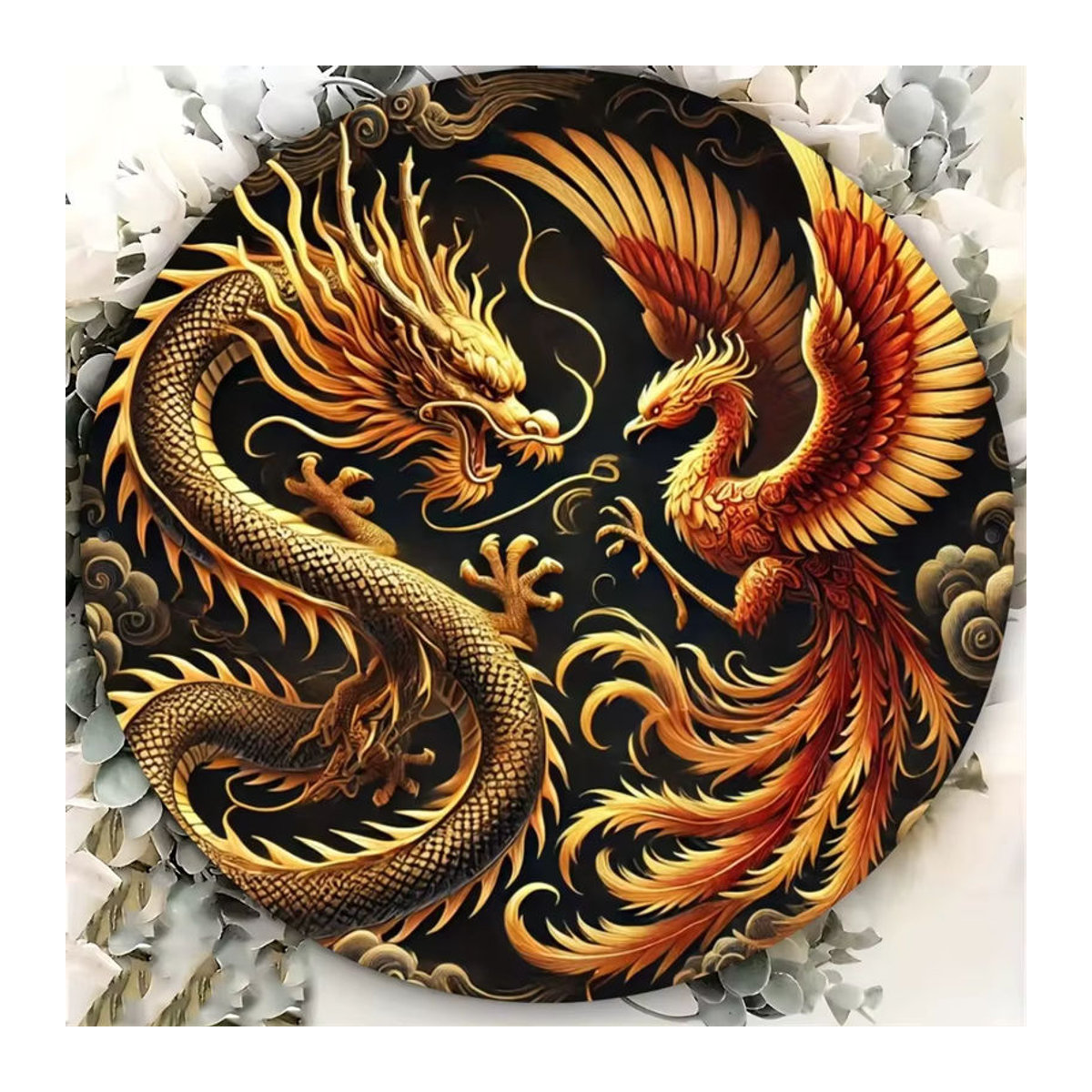 Rustikale Mythkunst Wanddekoration aus Metall Drache und Phönix mehrfarbig - Bild 3