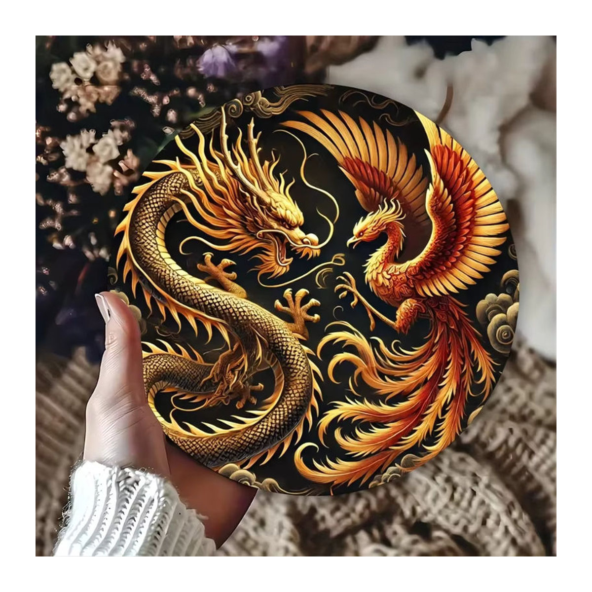 Rustikale Mythkunst Wanddekoration aus Metall Drache und Phönix mehrfarbig - Bild 4