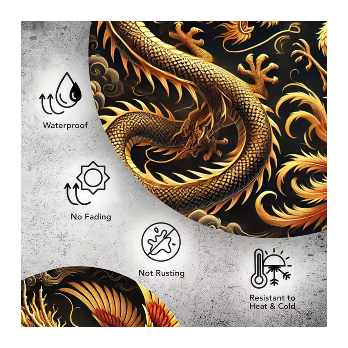 Rustikale Mythkunst Wanddekoration aus Metall Drache und Phönix mehrfarbig - Bild 5