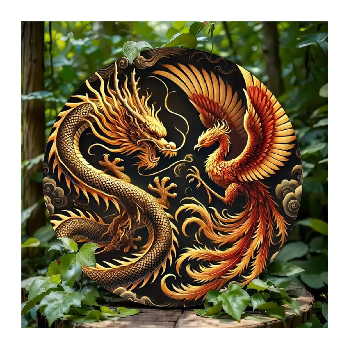 Rustikale Mythkunst Wanddekoration aus Metall Drache und Phönix mehrfarbig - Bild 6