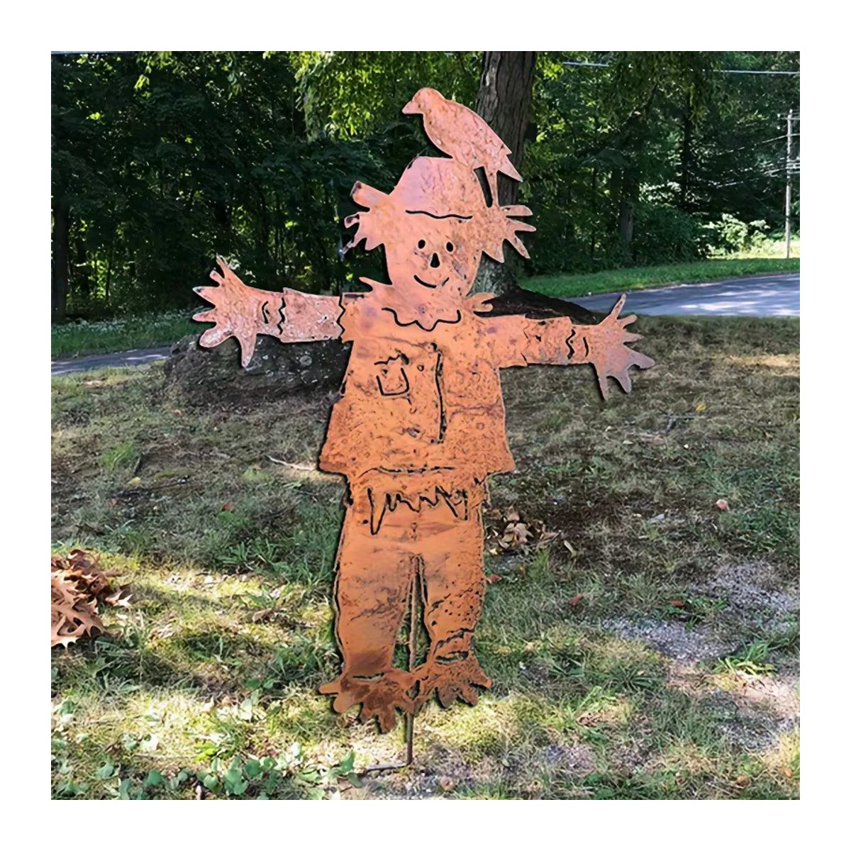 Rustikale Vogelscheuche aus Metall in Braun für die Garten- und Landschaftsdekoration - Bild 3