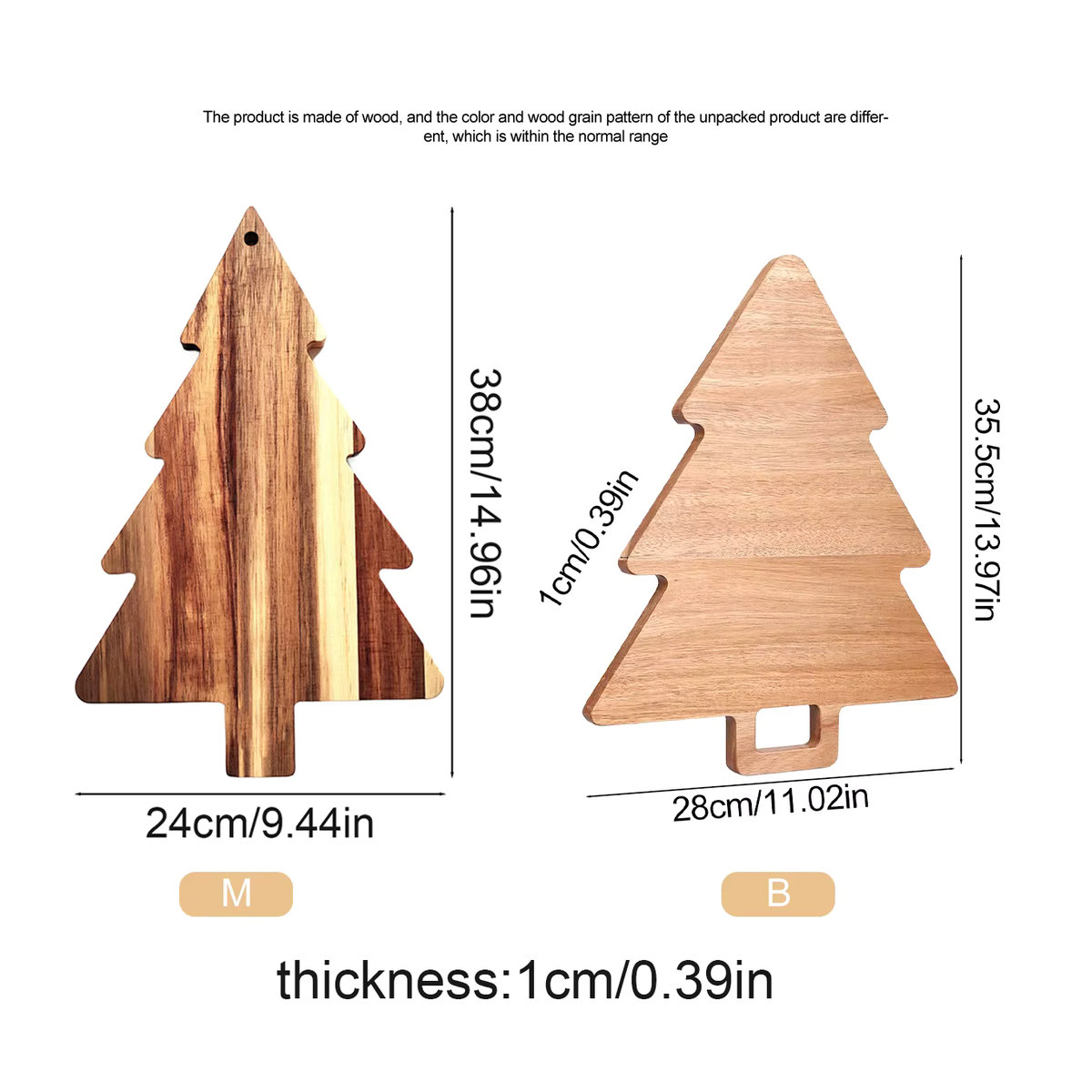 Rustikale Weihnachtsbaum-Servierplatte aus Holz in Braun für Käse, Obst und Gemüse - Bild 2