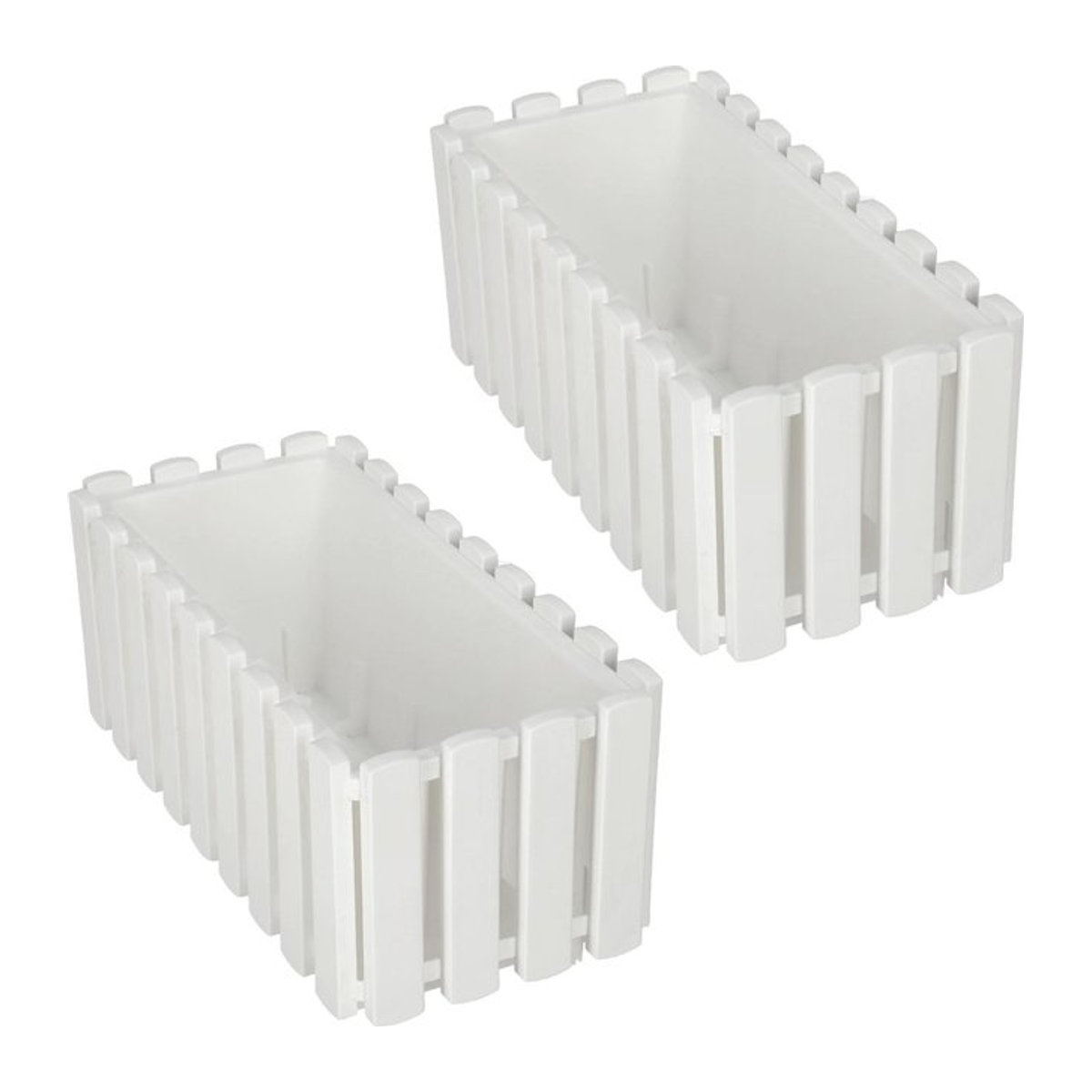 Rustikaler Balkon Blumentopfkasten für Geländer und Terrasse, Weiß, 40 cm, 2 Stück - Bild 1