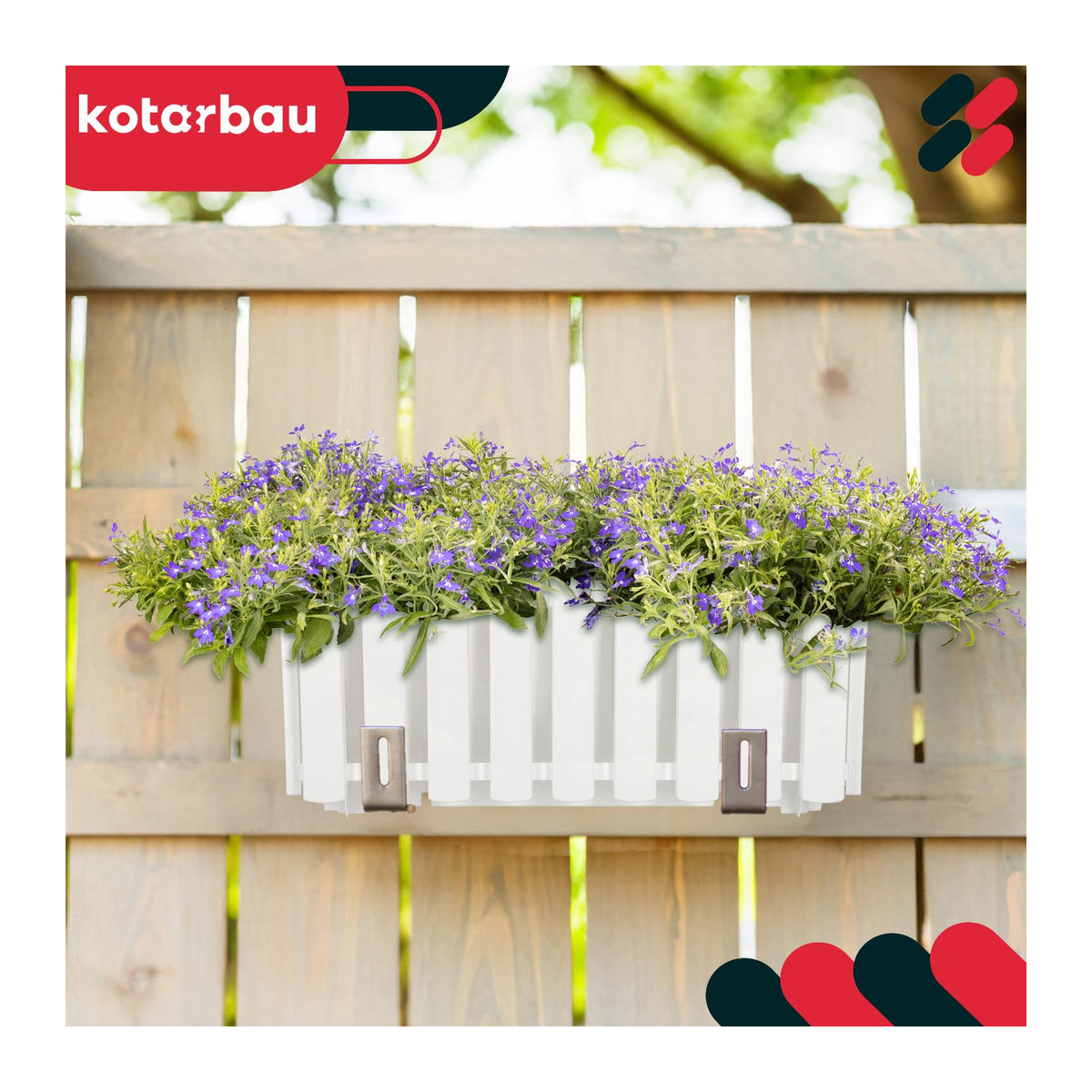 Rustikaler Balkon Blumentopfkasten für Geländer und Terrasse, Weiß, 40 cm, 2 Stück - Bild 2