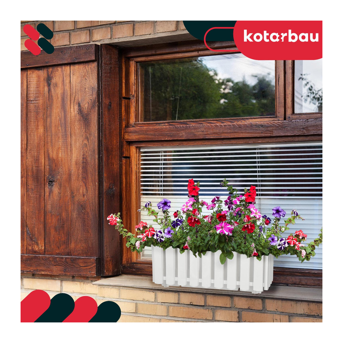 Rustikaler Balkon Blumentopfkasten für Geländer und Terrasse, Weiß, 40 cm, 2 Stück - Bild 4
