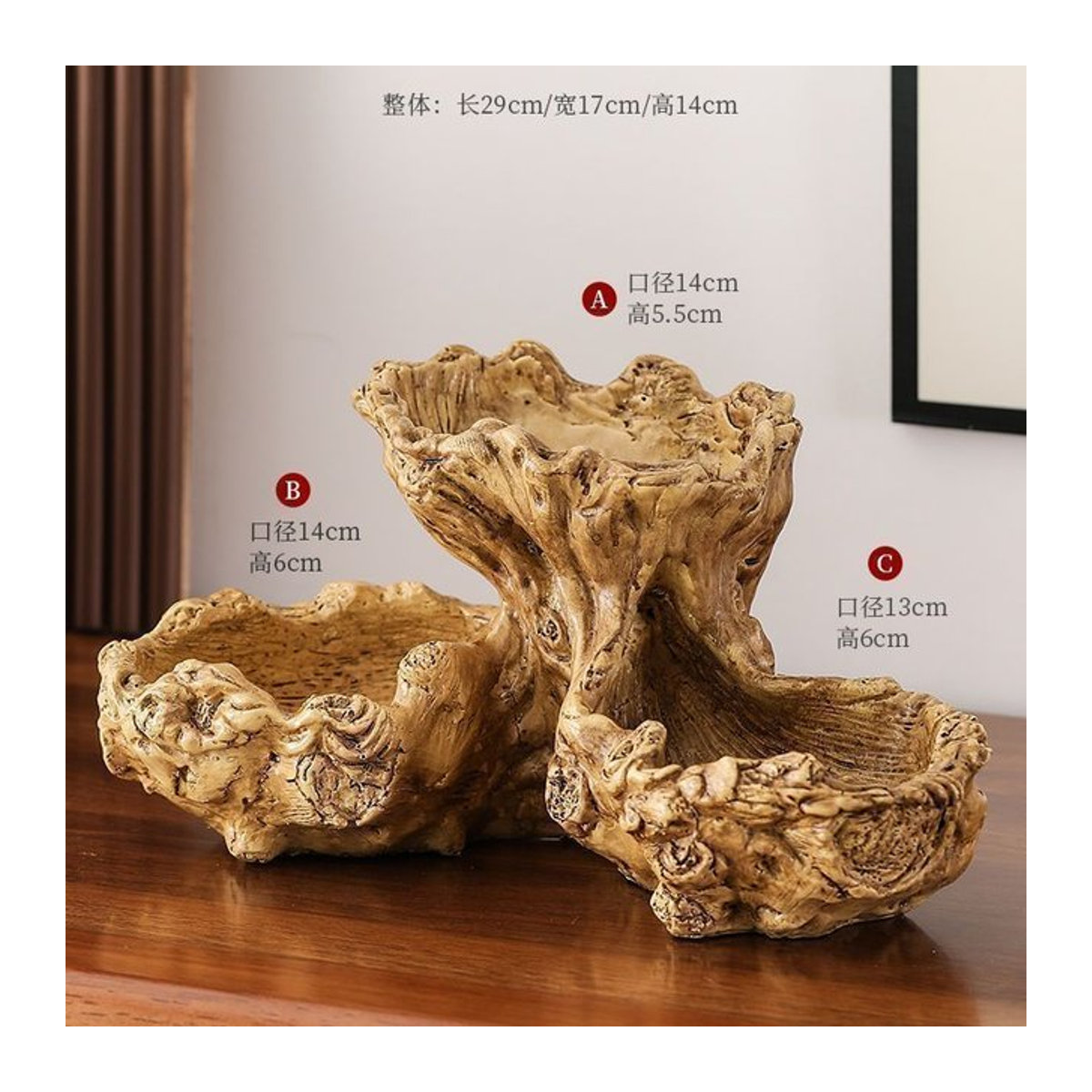 Rustikaler Blumentopf in Baumwurzel-Optik aus Kunstharz, Braun, Unregelmäßiges Design - Bild 1