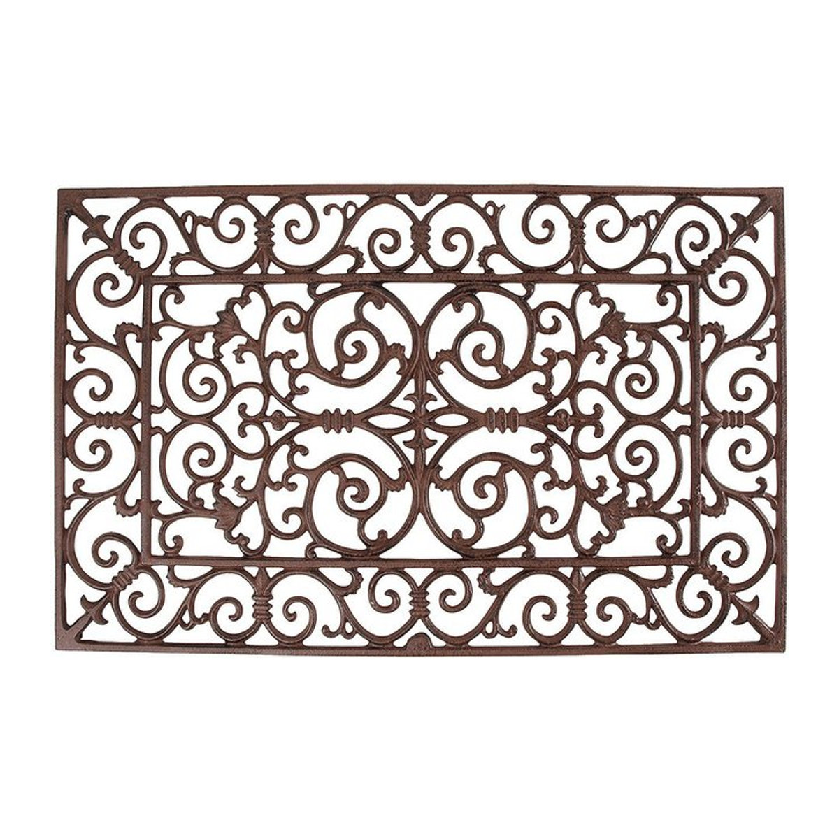 Rustikaler Fussabtreter aus Eisen im Jugendstil von Esschert Design, Farbe: Braun, B/T/H: 71,5 x 46 cm - Bild 1