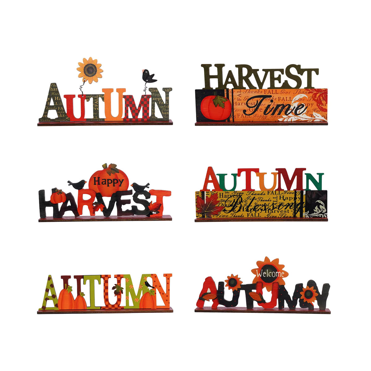 Rustikaler Holzbuchstabe für Herbst und Erntefest als mehrfarbige Deko im abstrakten Design - Bild 4
