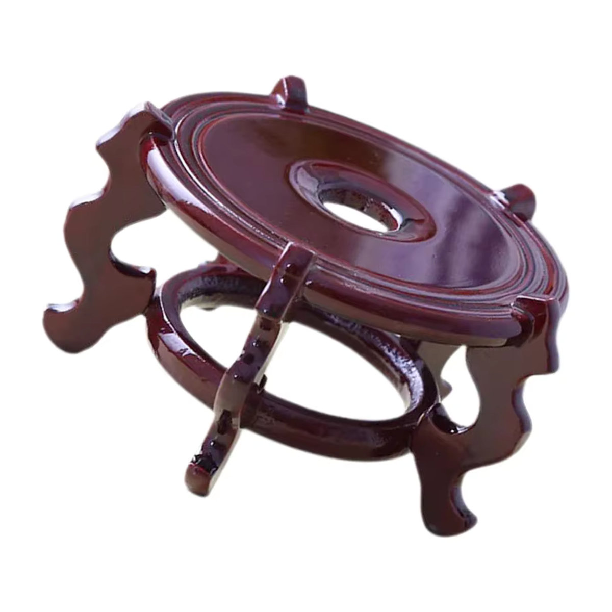 Rustikaler Pflanzenständer aus Holz in Braun, runder Blumentopf-Halter für Topfpflanzen, B/T/H: 13,5 x 13,5 x 8,5 cm - Bild 5