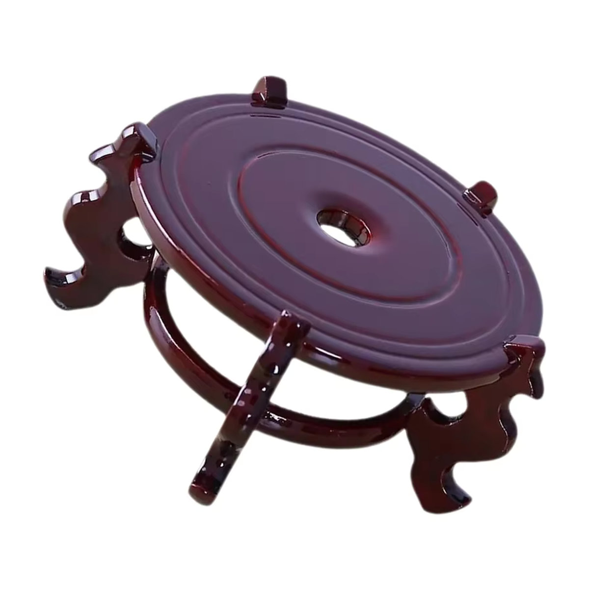 Rustikaler Pflanzenständer aus Holz in Braun, runder Blumentopf-Halter für Topfpflanzen, B/T/H: 13,5 x 13,5 x 8,5 cm - Bild 6