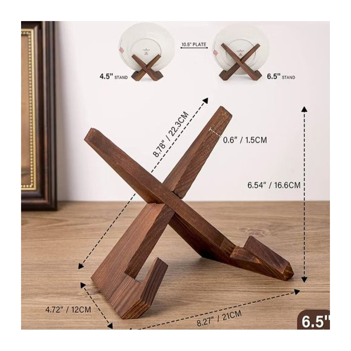 Rustikaler Rezepthalter und Menü-Präsentationsständer aus Holz in Beige und Nussbaum - Bild 1