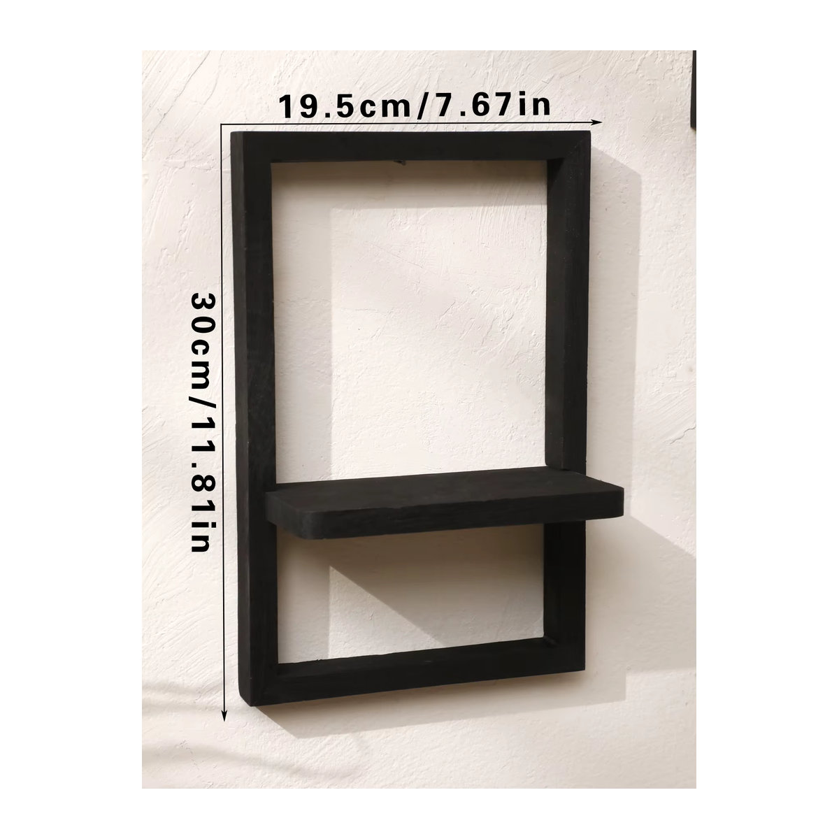 Rustikales Holz-Ausstellungsregal in Schwarz zur Wandmontage als schwebendes Wandregal für Schlafzimmer und Küche - Bild 5