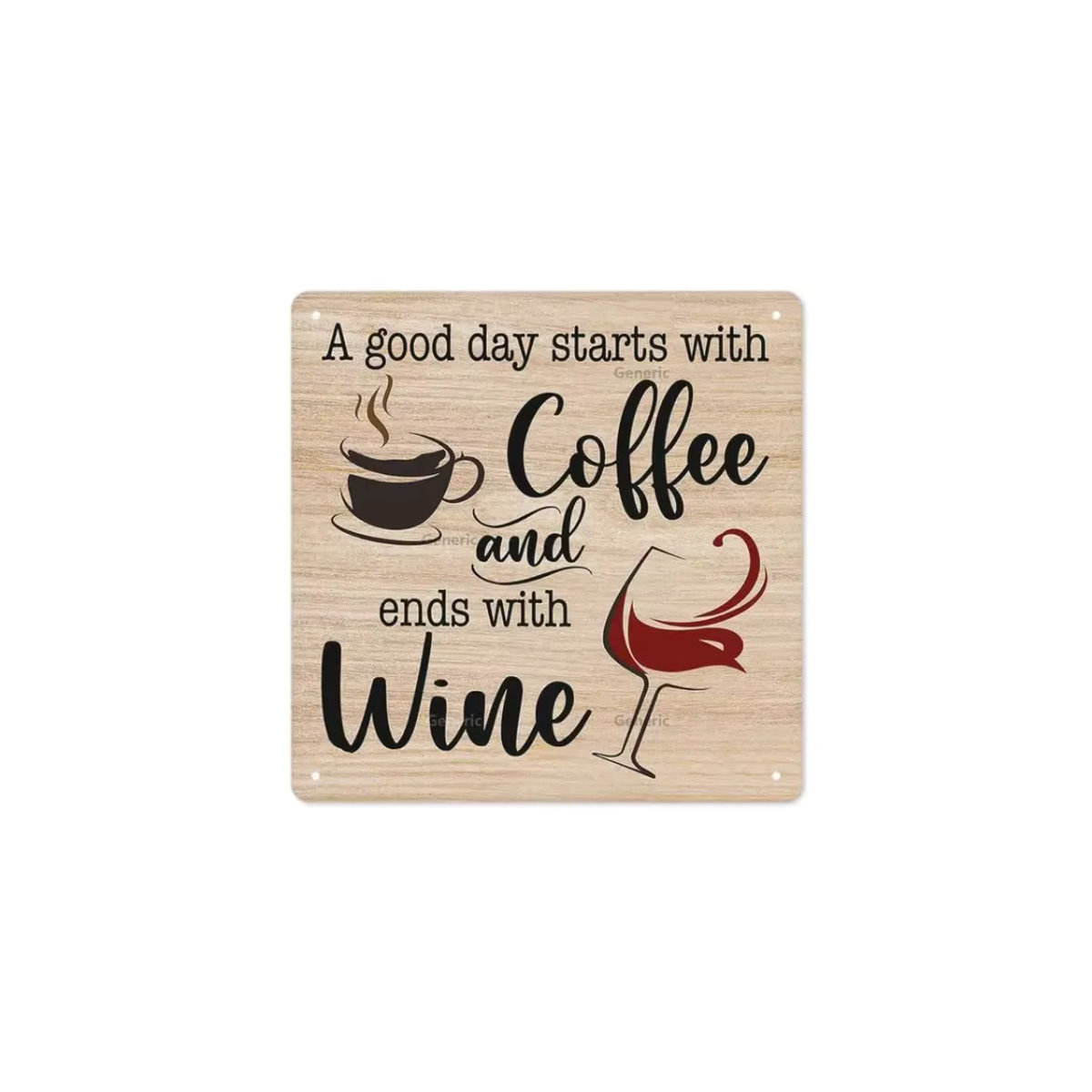 Rustikales Holzschild für Kaffee und Wein von MINISO, mehrfarbig, B/H: 30 x 20 cm - Bild 2