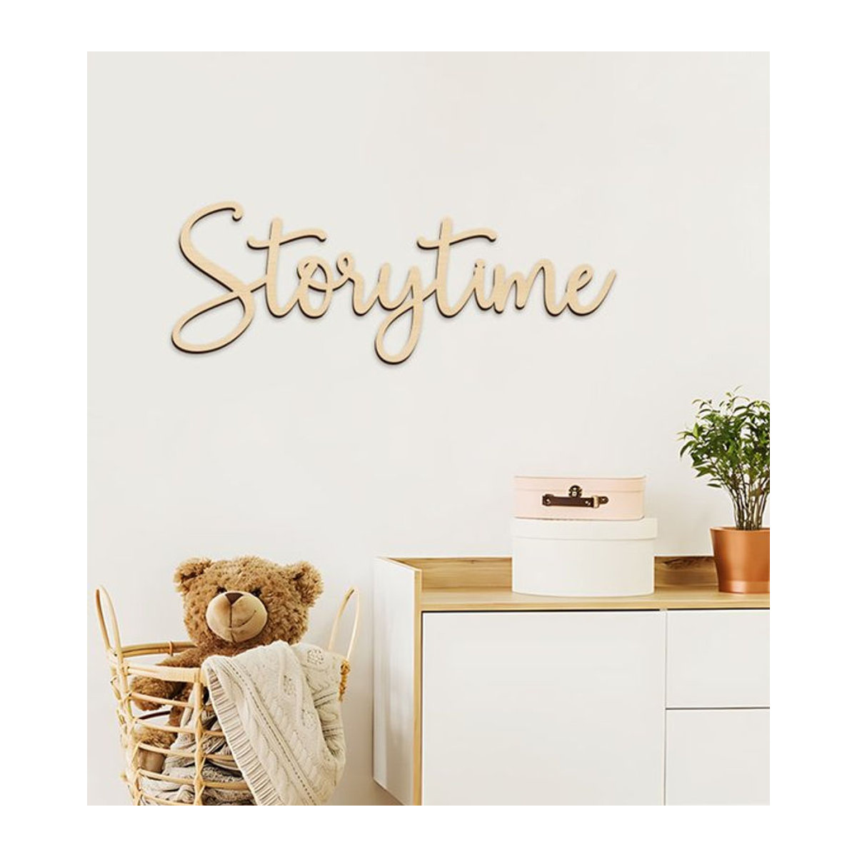 Rustikales Storytime Wandschild aus Holz in Braun für Babyzimmer und Kinderzimmer - Bild 1