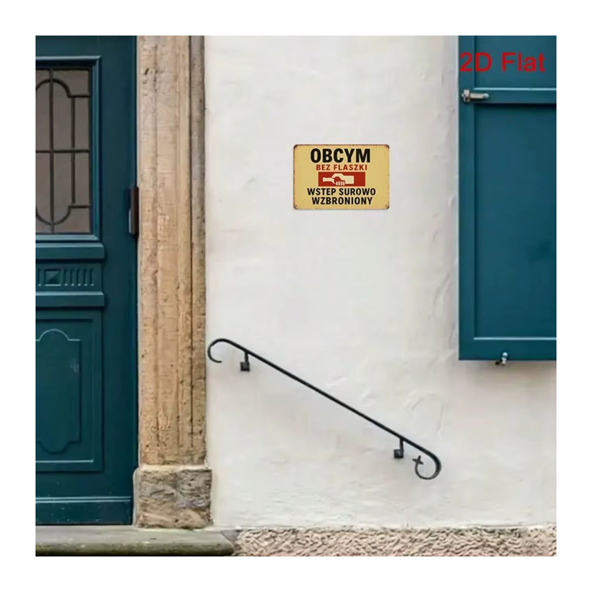 Rustikales Vintage-Warnschild aus Metall mit Polnischer Beschriftung von CIFBUY, beige, B: 30 cm, H: 20 cm - Bild 3