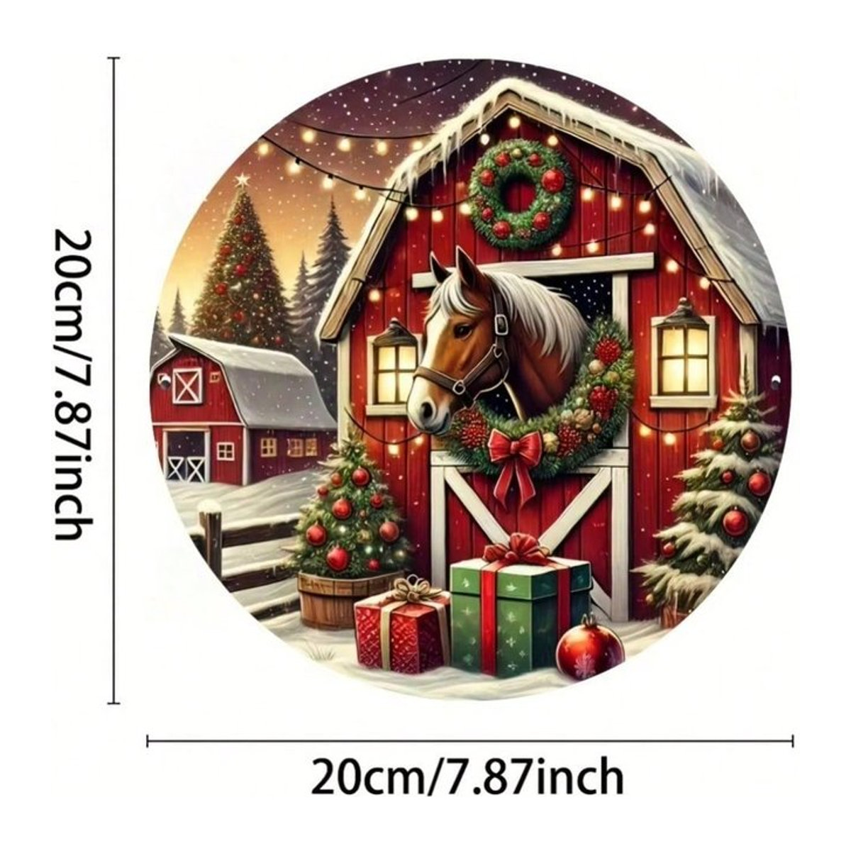 Rustikales Weihnachts-Pferd-Blechschild von CIFBUY als mehrfarbige Wandkunst aus Metall für deine festliche Dekoration - Bild 1