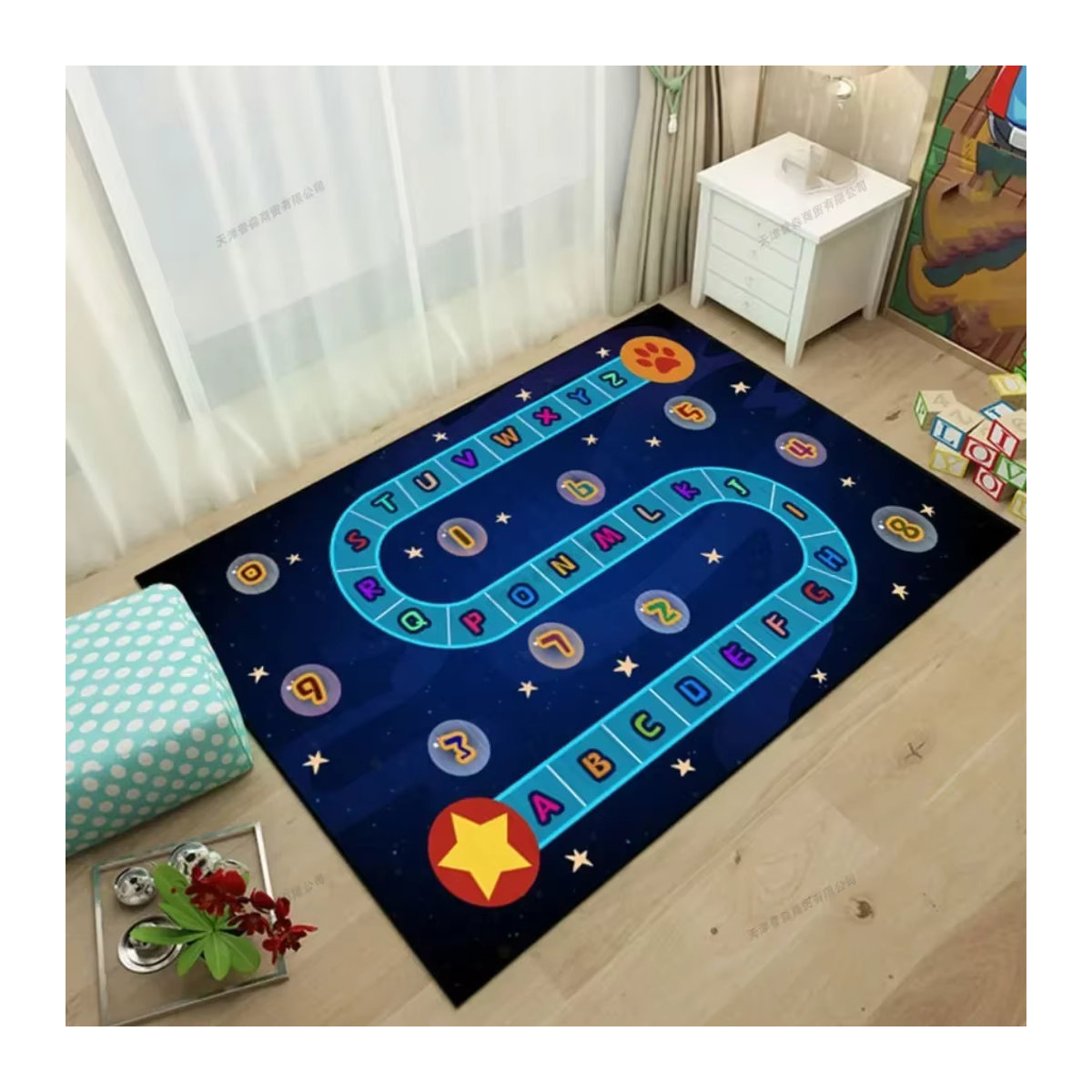 Rutschfeste Baby-Spielmatte DHDH mit Verkehrskarten-Motiv in Blau, B/B: 120 x 180 cm - Bild 1