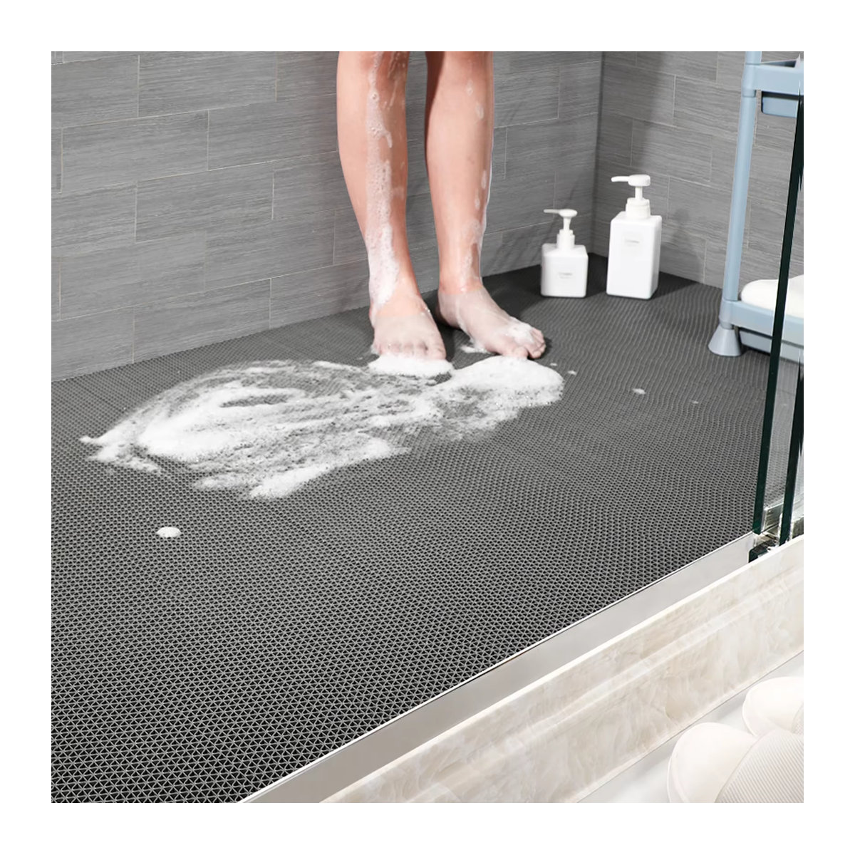 Rutschfeste Badezimmer-Bodenmatte in Grau oder Grün für Haushalt und Gewerbe - Bild 3