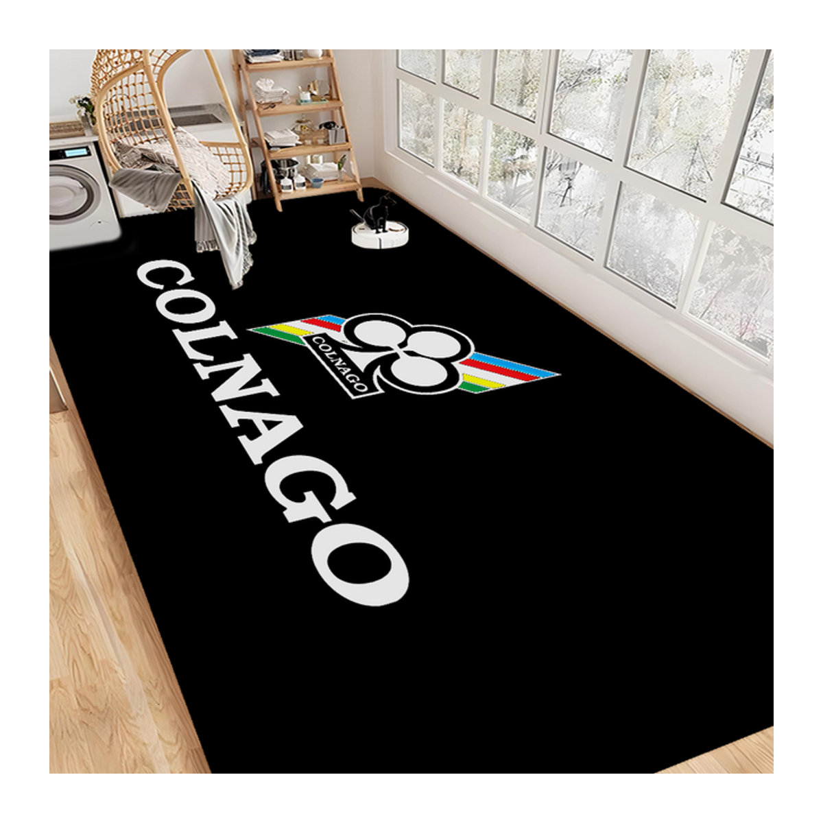 Rutschfeste Bodenmatte Colnago Fahrrad Logo in Schwarz für Wohnzimmer und Balkon - Bild 1