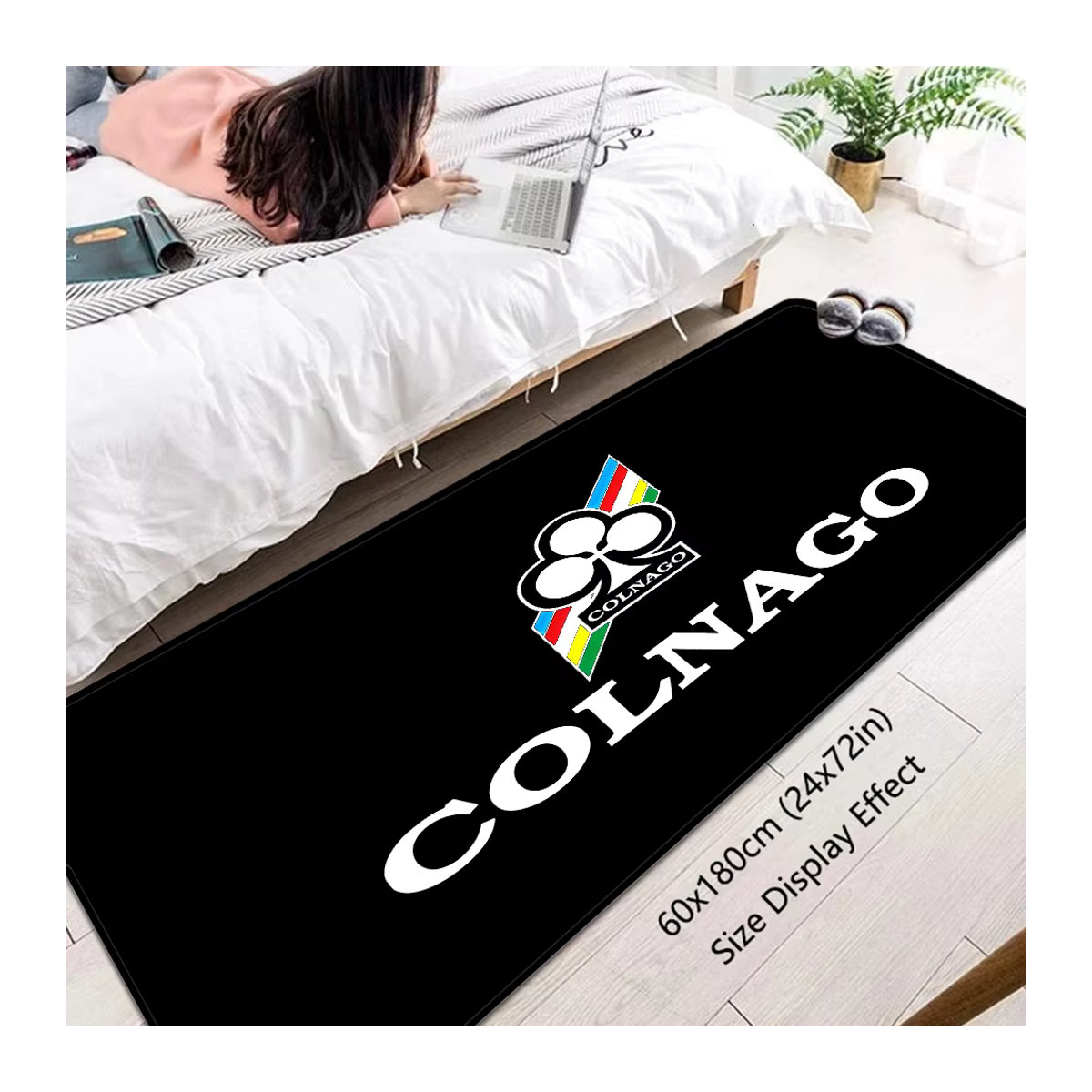 Rutschfeste Bodenmatte Colnago Fahrrad Logo in Schwarz für Wohnzimmer und Balkon - Bild 4