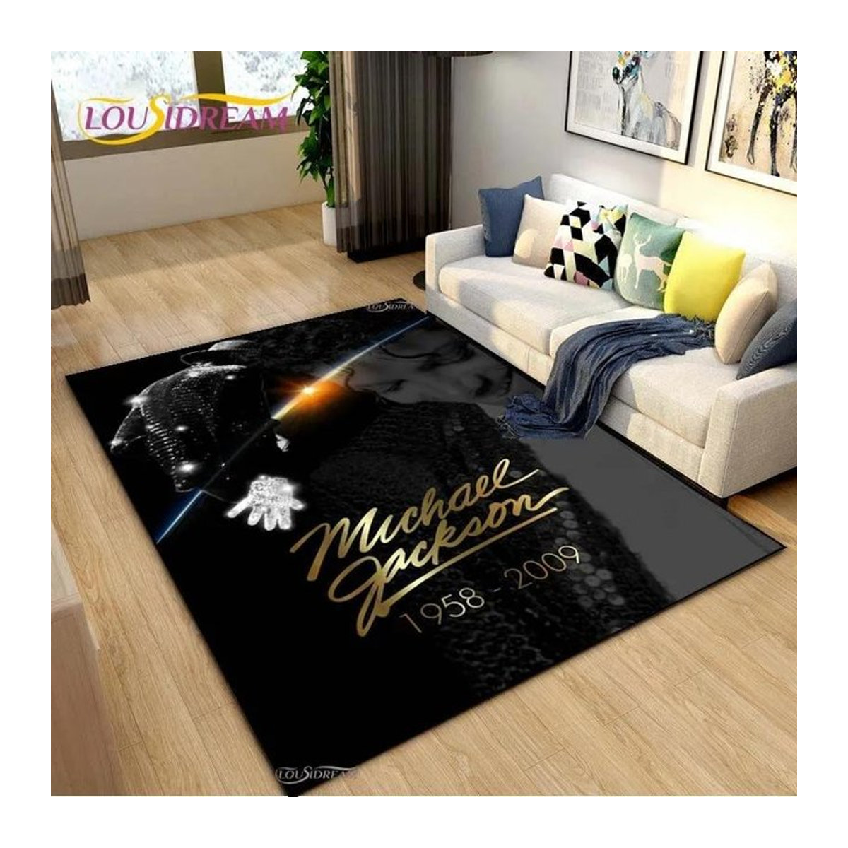 Rutschfeste Bodenmatte mit Michael Jackson Print von MINISO in Schwarz, B/T: 80 x 50 cm - Bild 1