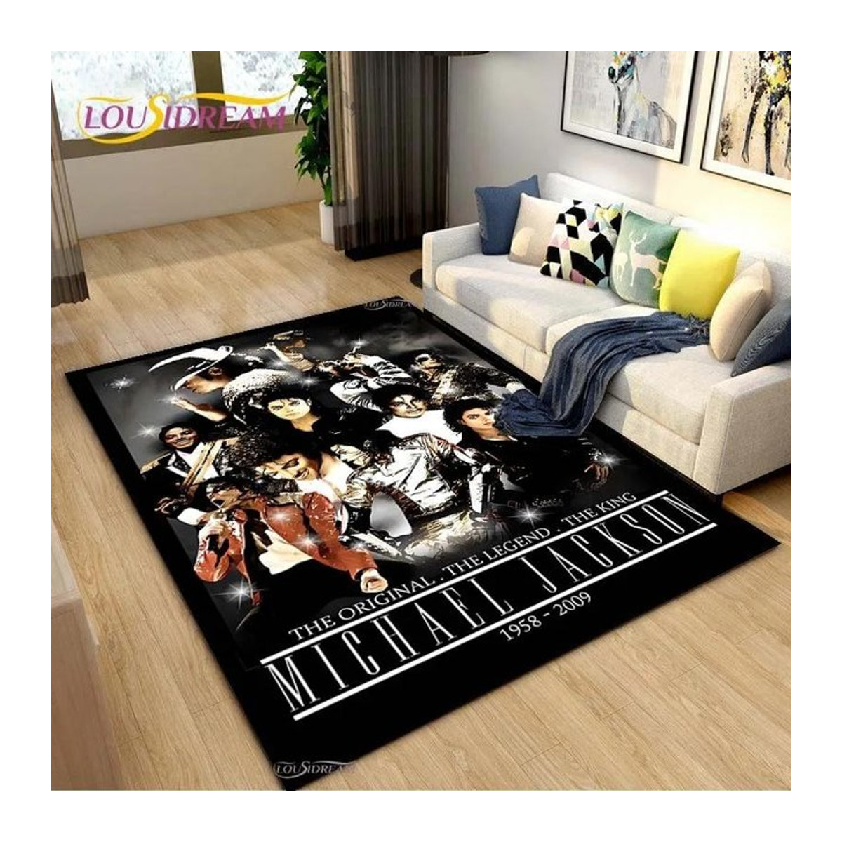 Rutschfeste Bodenmatte mit Michael Jackson Print von MINISO in Schwarz, B/T: 80 x 50 cm - Bild 1