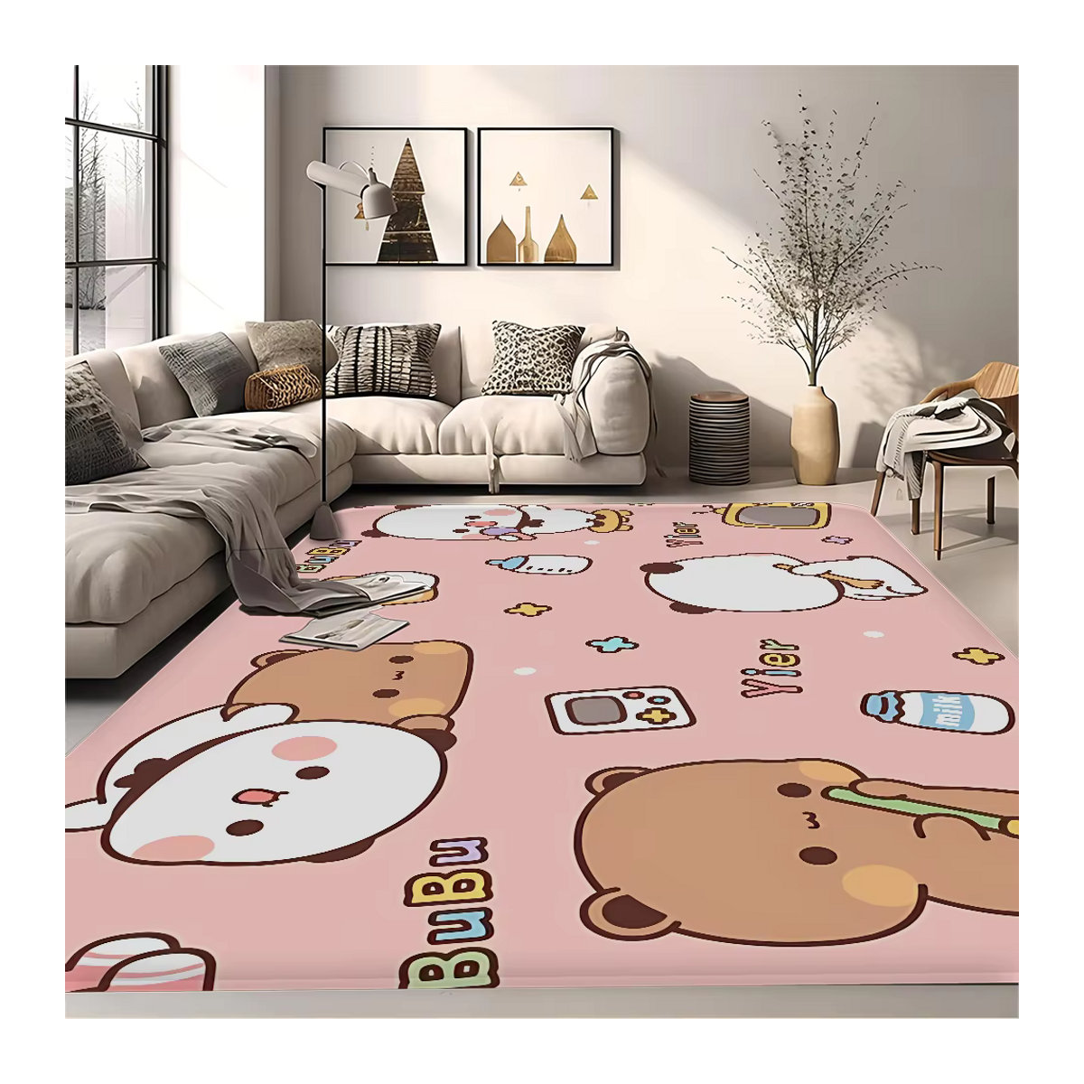 Rutschfeste Bodenmatte von BuBu und DuDu in Rosa für Waschküche, Wohnzimmer oder Balkon - Bild 2
