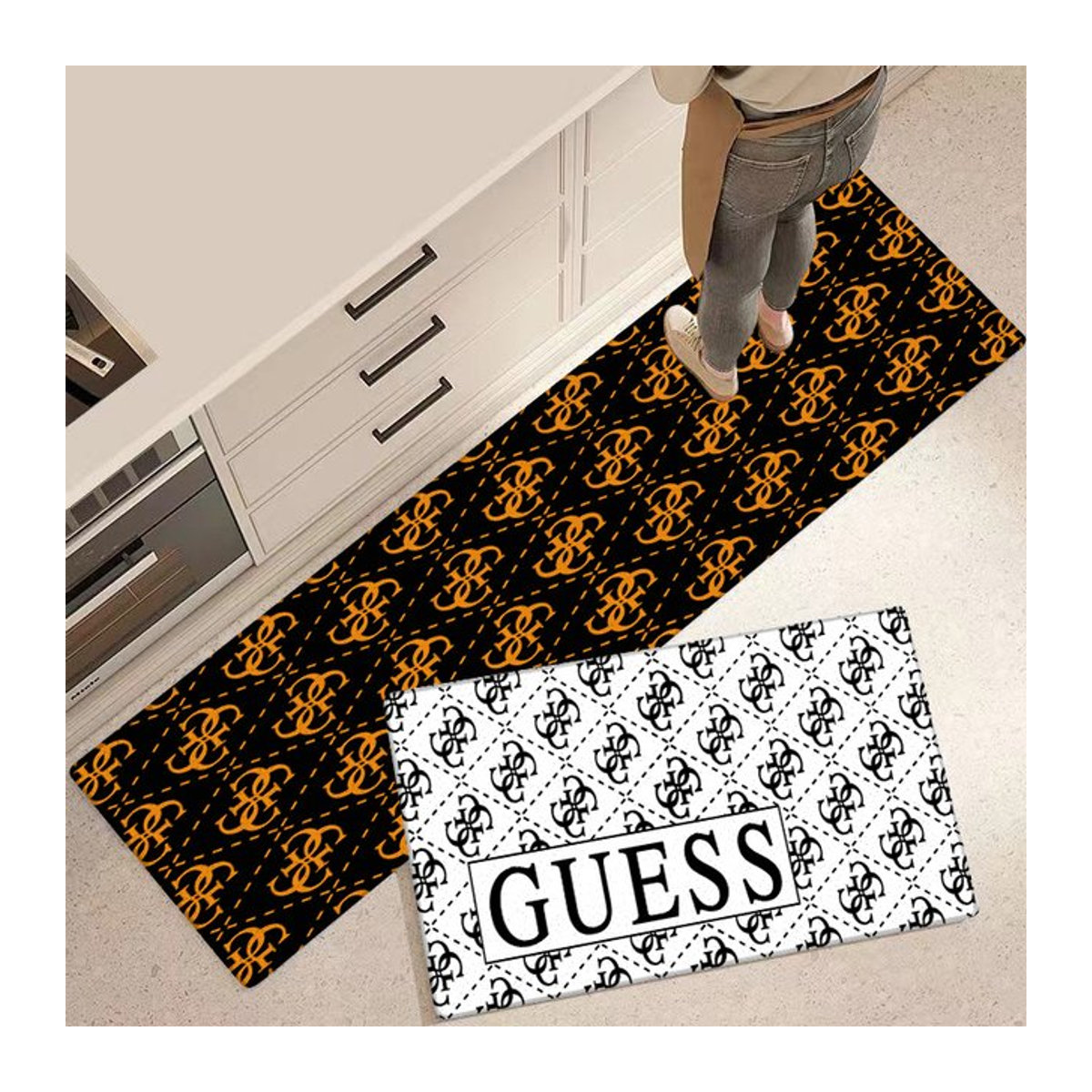 Rutschfeste Eingangsmatte von Potdemiel in Schwarz mit Print für Haustür, Küche oder Wohnzimmer - Bild 1