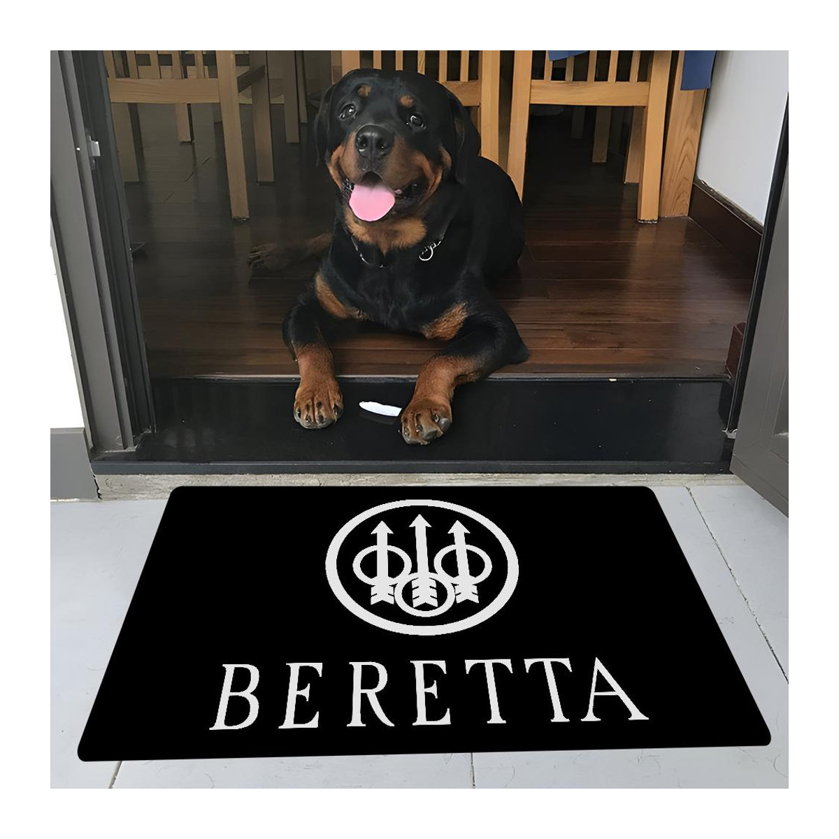 Rutschfeste Fußmatte JGJG im nordischen Stil mit Pistole B-Beretta Motiv, Schwarz, B/T: 80 x 50 cm - Bild 1