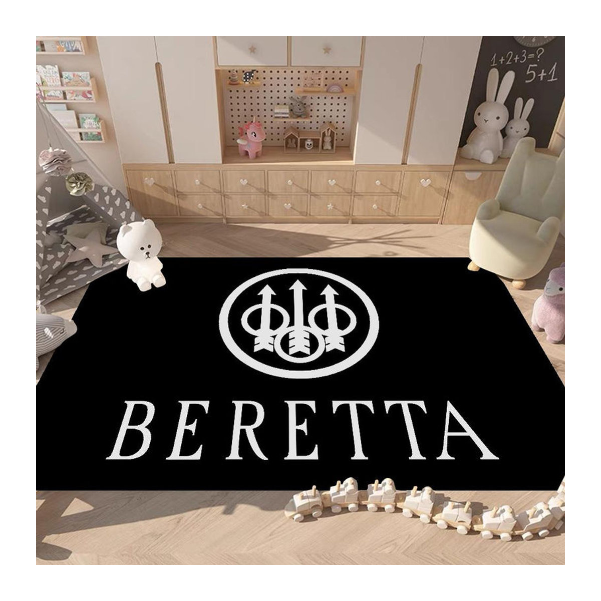 Rutschfeste Fußmatte JGJG im nordischen Stil mit Pistole B-Beretta Motiv, Schwarz, B/T: 80 x 50 cm - Bild 5