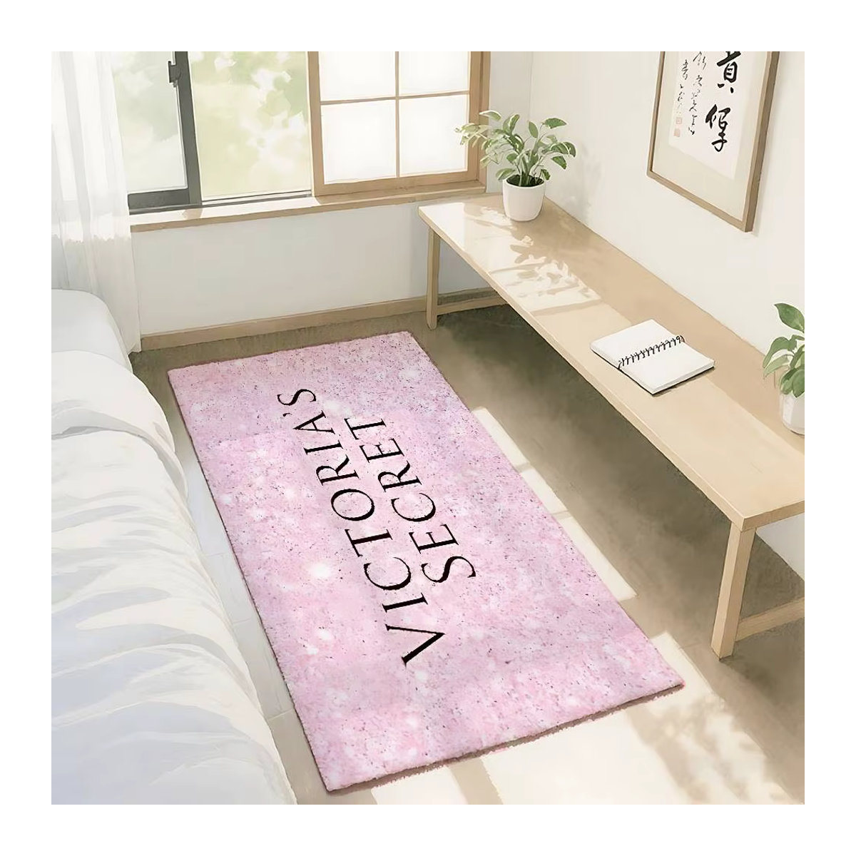 Rutschfeste Fußmatte Victoria's Secrets in Rosa mit Print für Wohnzimmer und Eingangsbereich - Bild 2