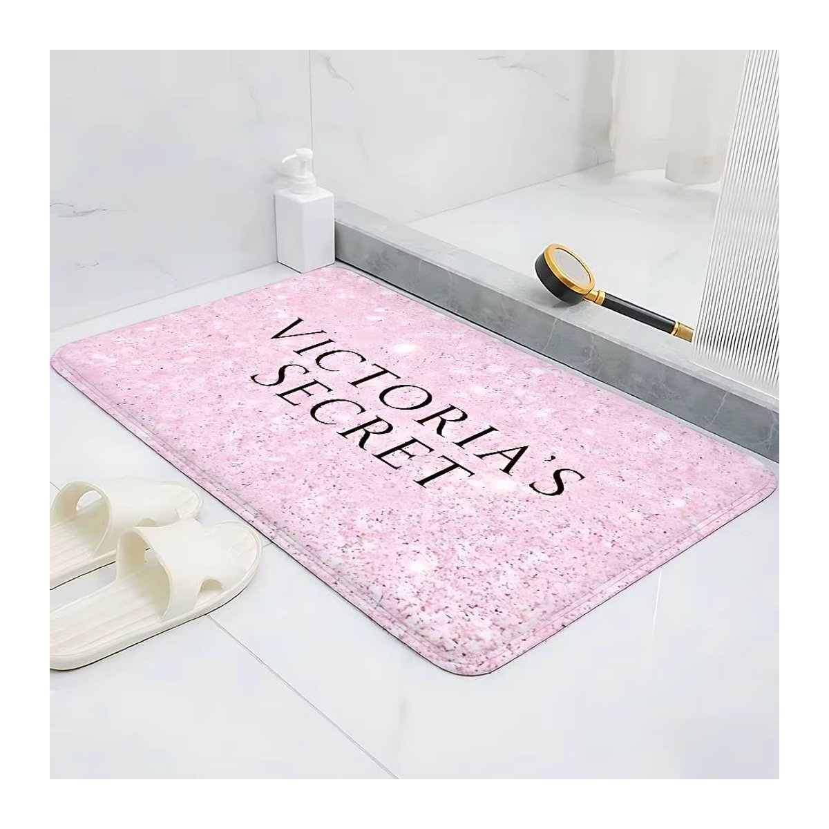 Rutschfeste Fußmatte Victoria's Secrets in Rosa mit Print für Wohnzimmer und Eingangsbereich - Bild 4