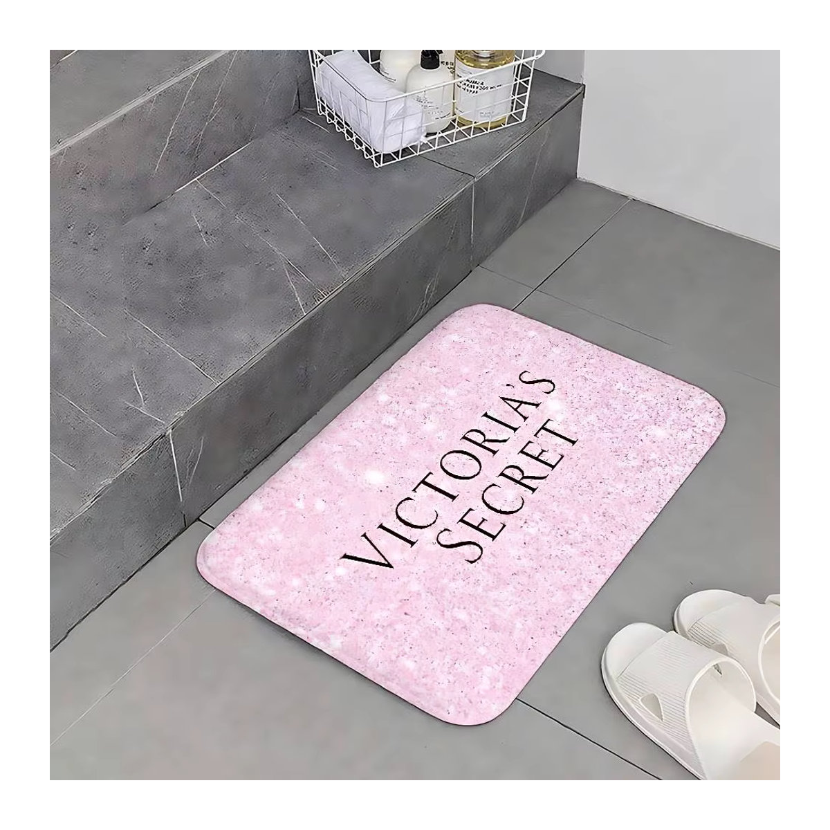 Rutschfeste Fußmatte Victoria's Secrets in Rosa mit Print für Wohnzimmer und Eingangsbereich - Bild 6