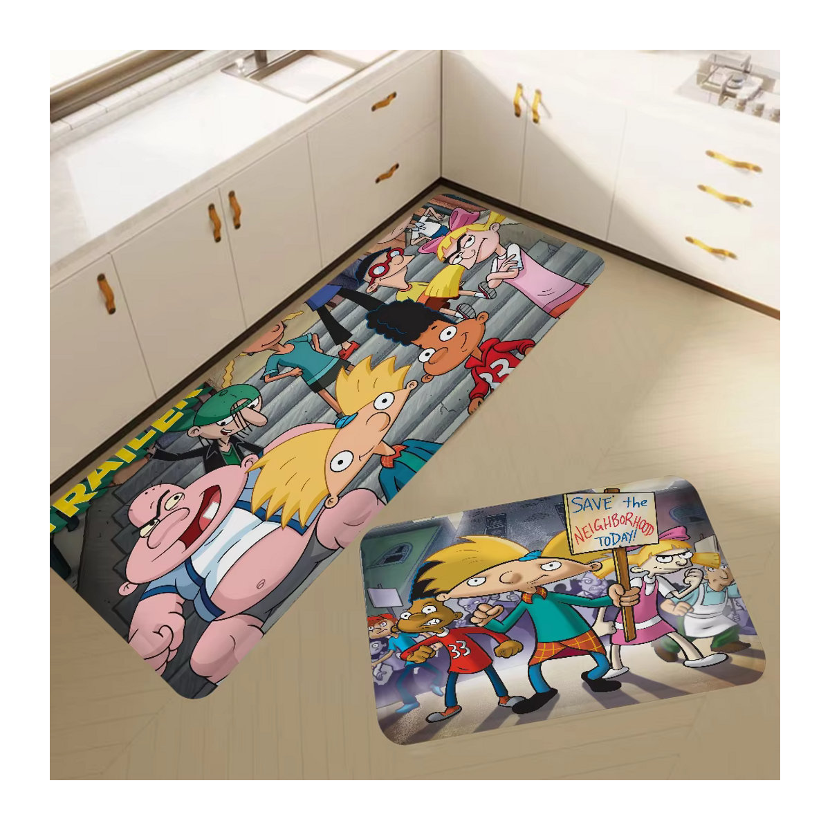 Rutschfeste Hey-Cartoon-Arnold Küchenmatte in Mehrfarbig für Wohnzimmer und Balkon - Bild 3