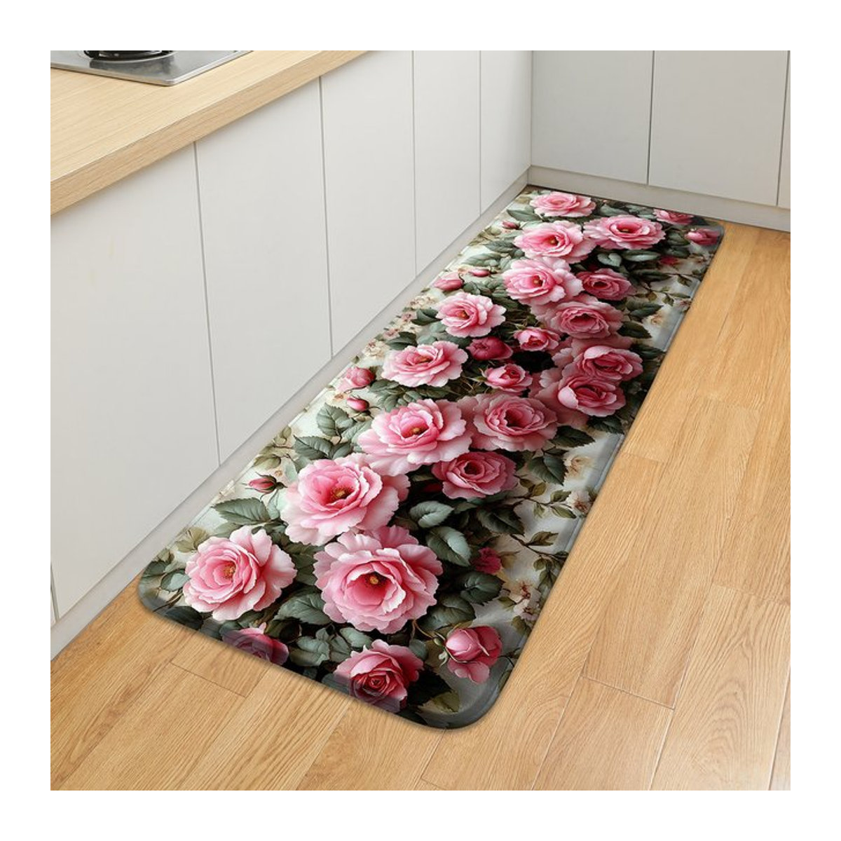 Rutschfeste Küchenmatte von 吉吉猴 (居家布艺) mit Rosendesign in Rosa aus Polyester - Bild 1