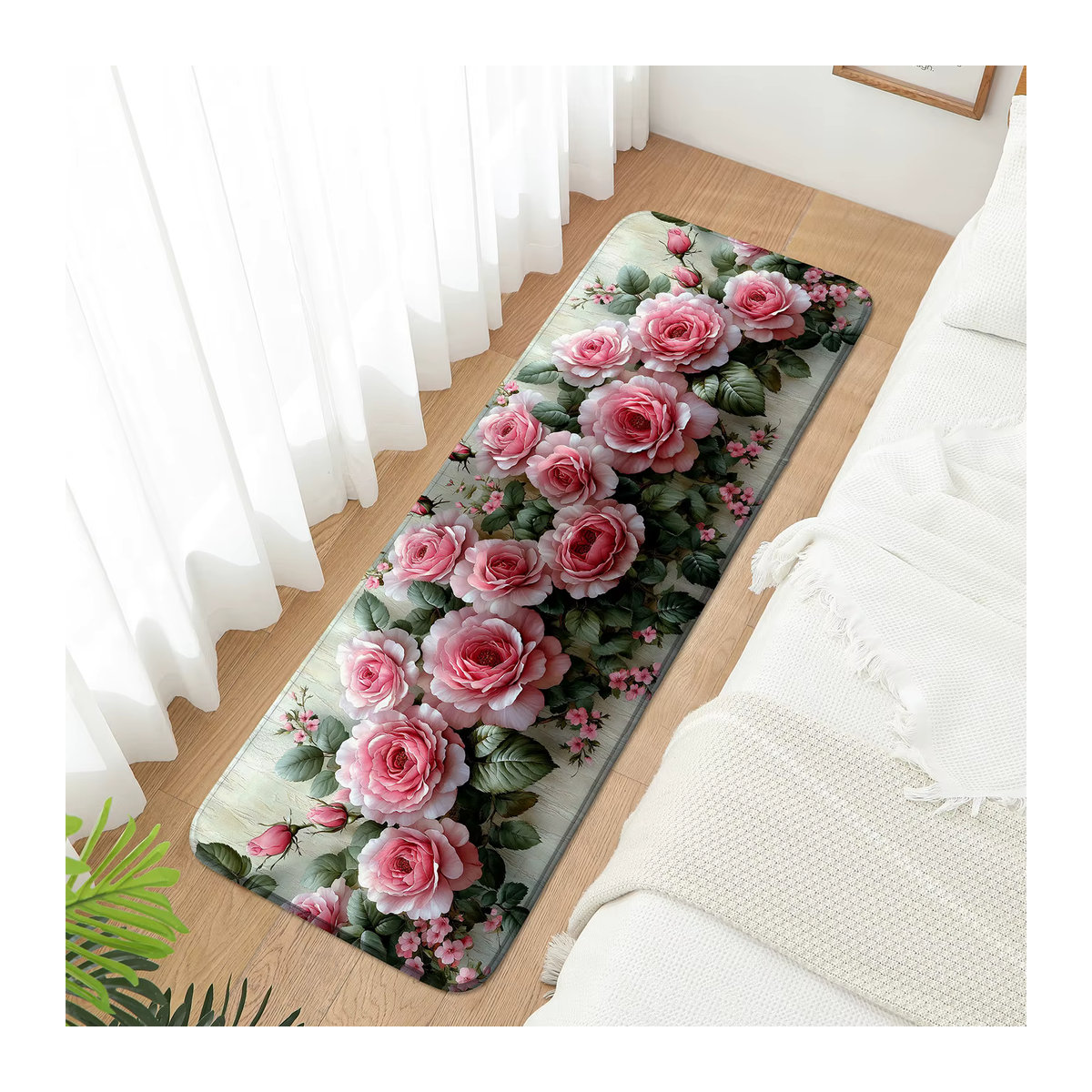 Rutschfeste Küchenmatte von 吉吉猴 (居家布艺) mit Rosendesign in Rosa aus Polyester - Bild 2