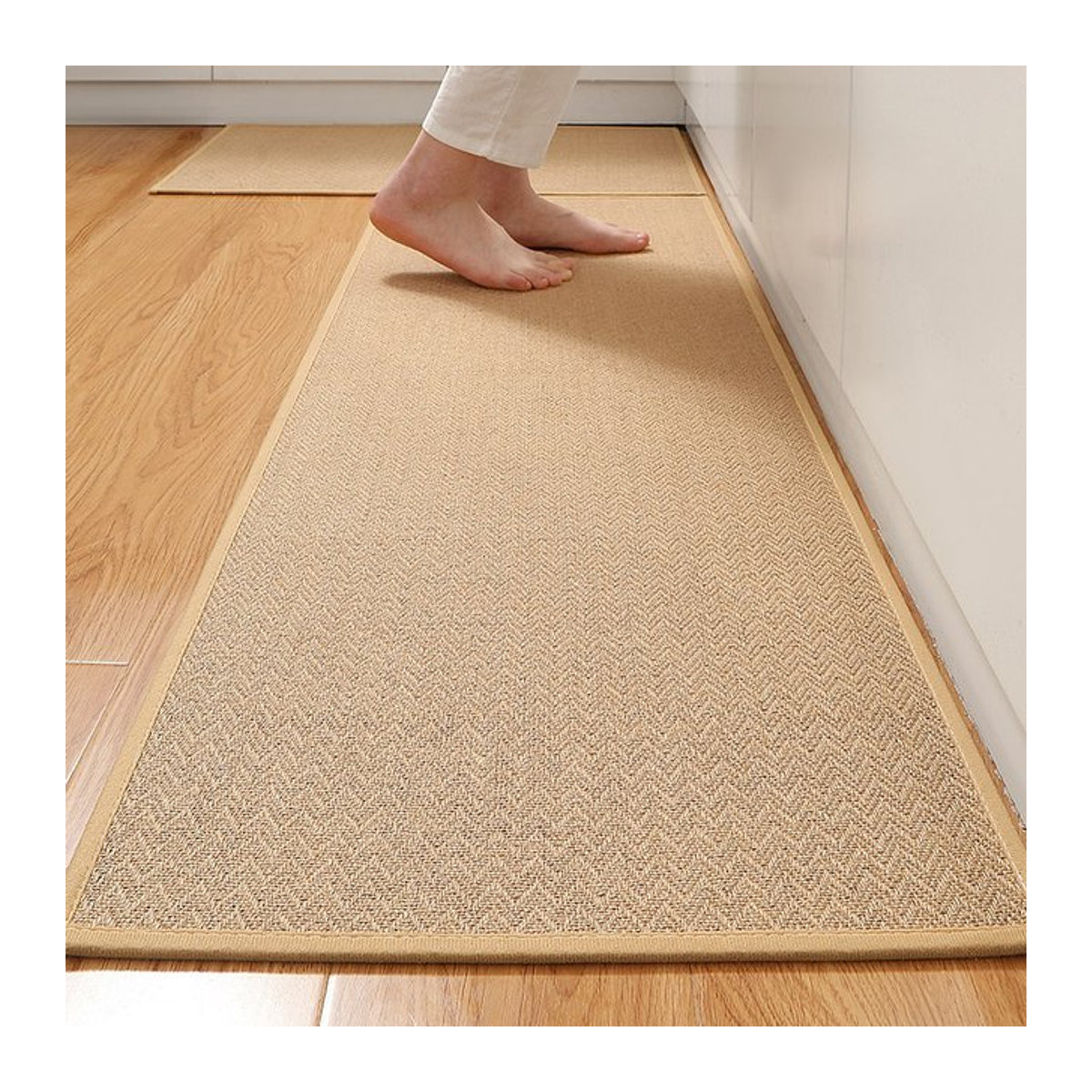 Rutschfeste und ölbeständige Jute Bodenmatte in Beige für Wohnküche und Flur - Bild 1