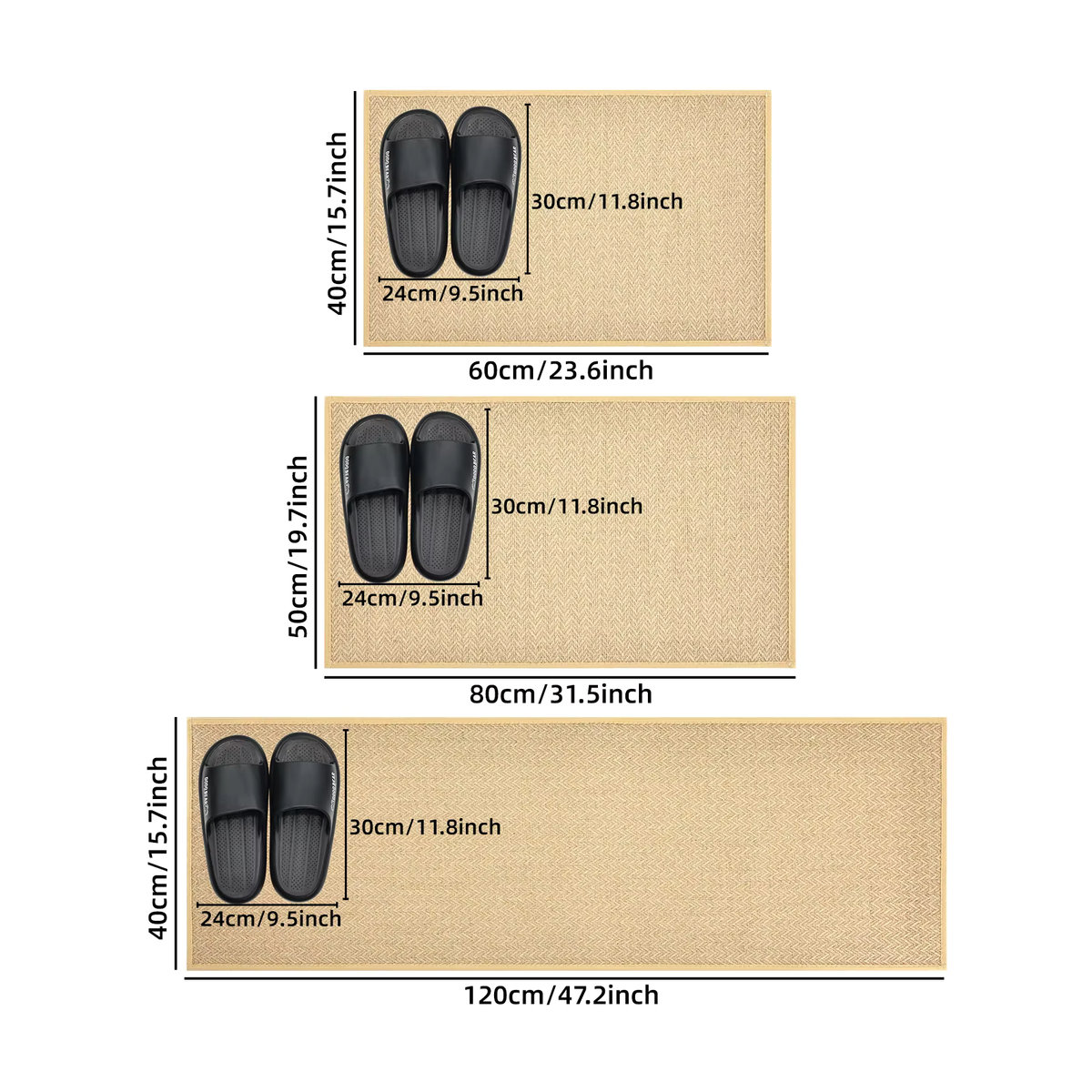 Rutschfeste und ölbeständige Jute Bodenmatte in Beige für Wohnküche und Flur - Bild 3