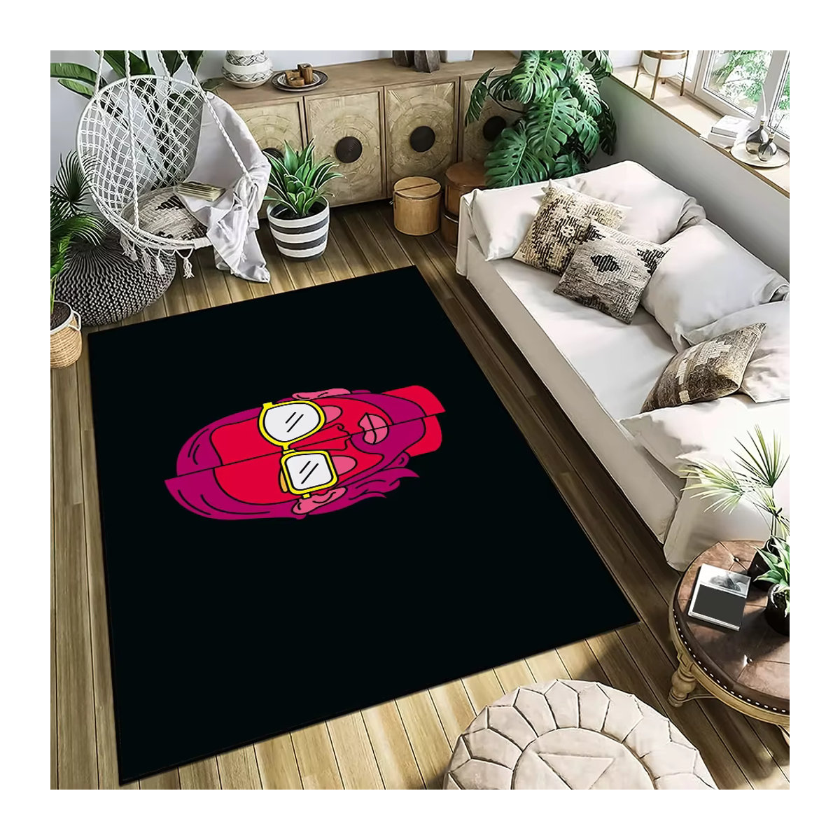 Rutschfeste und waschbare Fußmatte Rap PNL Album in Schwarz für Eingangsbereich, Flur oder Wohnzimmer - Bild 3