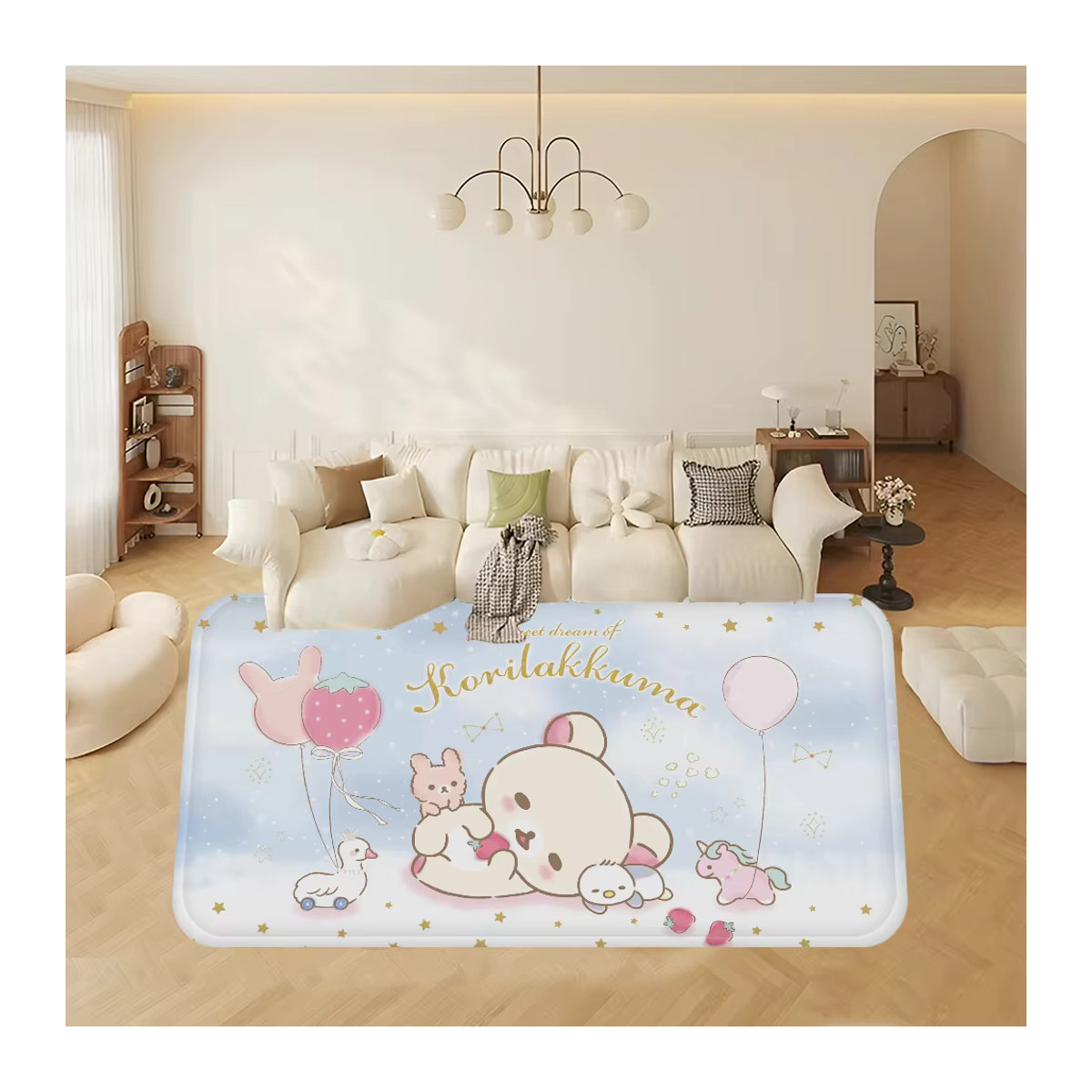 Rutschfeste und waschbare Rilakkuma Bären Teppichmatte von Potdemiel in Mehrfarbig für Wohnzimmer, Küche oder Sofabereich - Bild 2