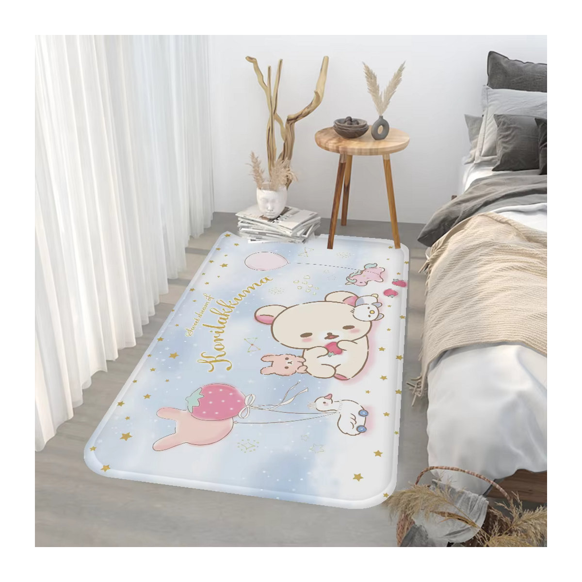 Rutschfeste und waschbare Rilakkuma Bären Teppichmatte von Potdemiel in Mehrfarbig für Wohnzimmer, Küche oder Sofabereich - Bild 3