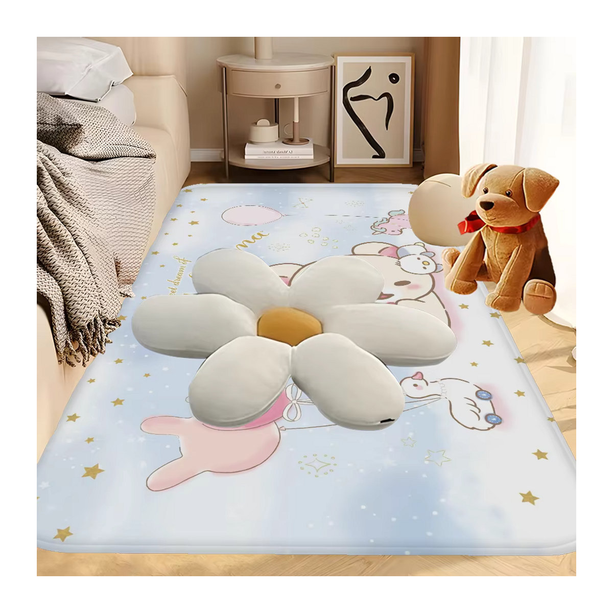 Rutschfeste und waschbare Rilakkuma Bären Teppichmatte von Potdemiel in Mehrfarbig für Wohnzimmer, Küche oder Sofabereich - Bild 4