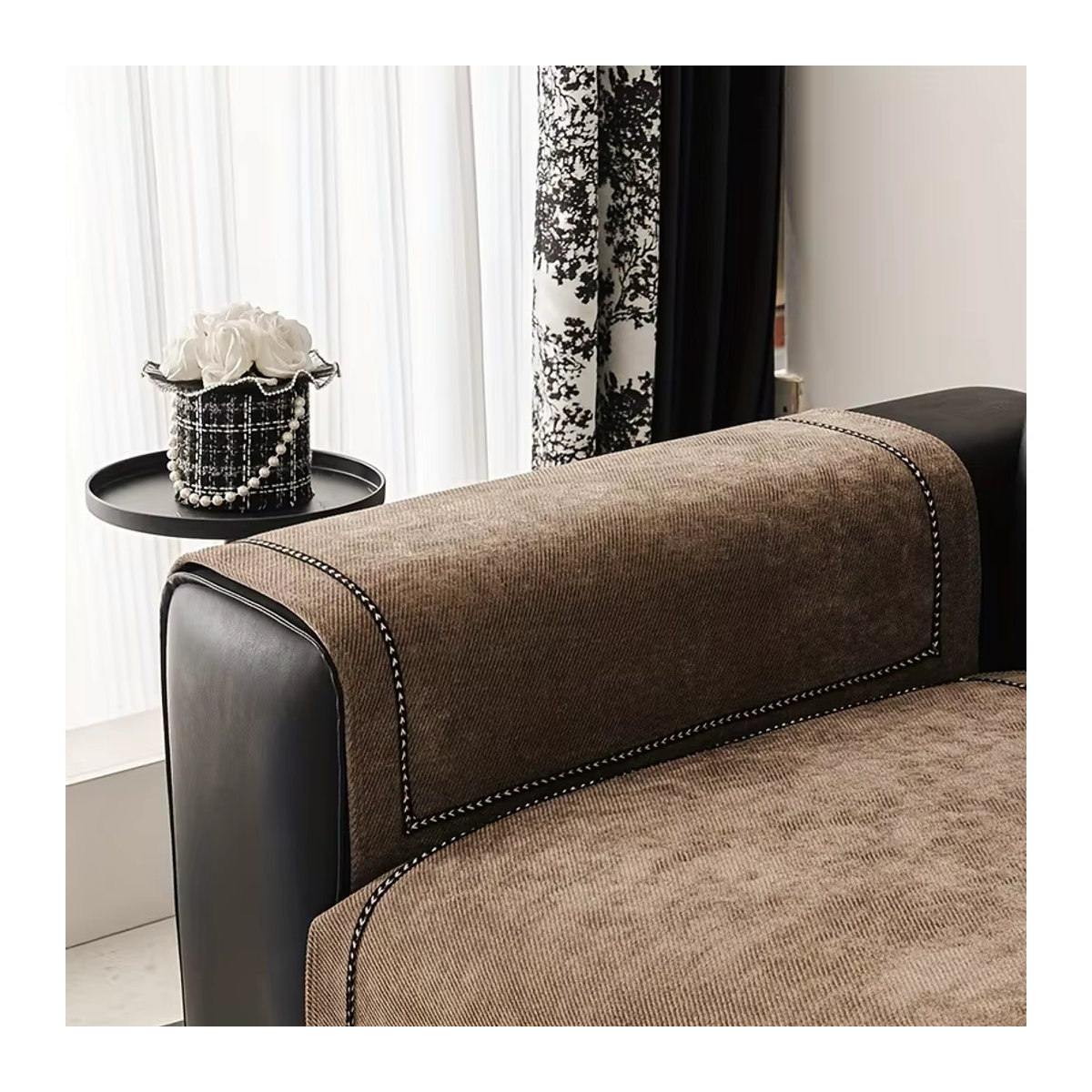 Rutschfester Chenille-Sofabezug im Vintage-Stil für Ein- bis Vier-Sitzer, haustierfreundlich und universell einsetzbar, erhältlich in Grau und Braun - Bild 3