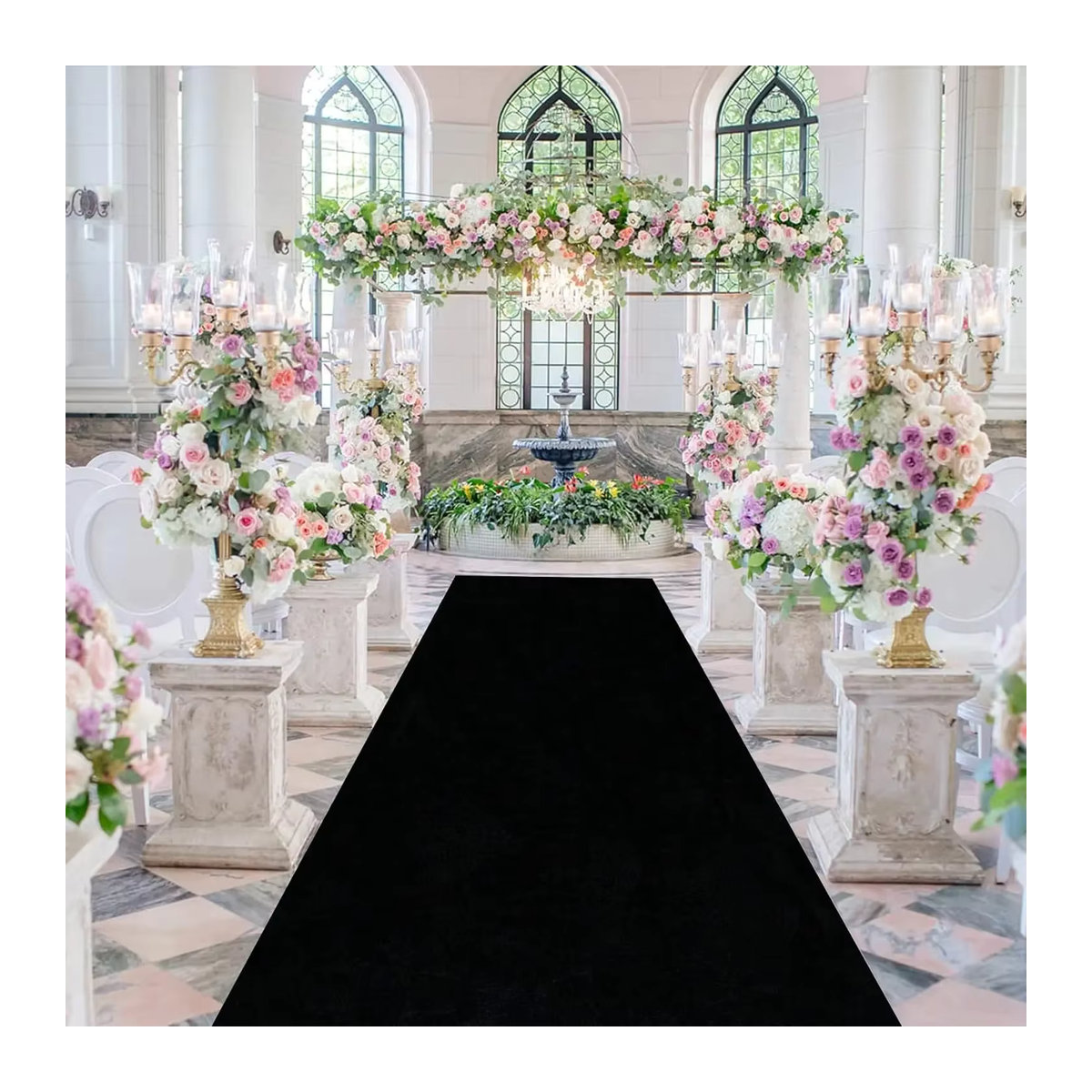 Rutschfester Gangteppich FIOUSHWIN in Schwarz für Hochzeiten und Zeremonien, Breite: 160 cm - Bild 2
