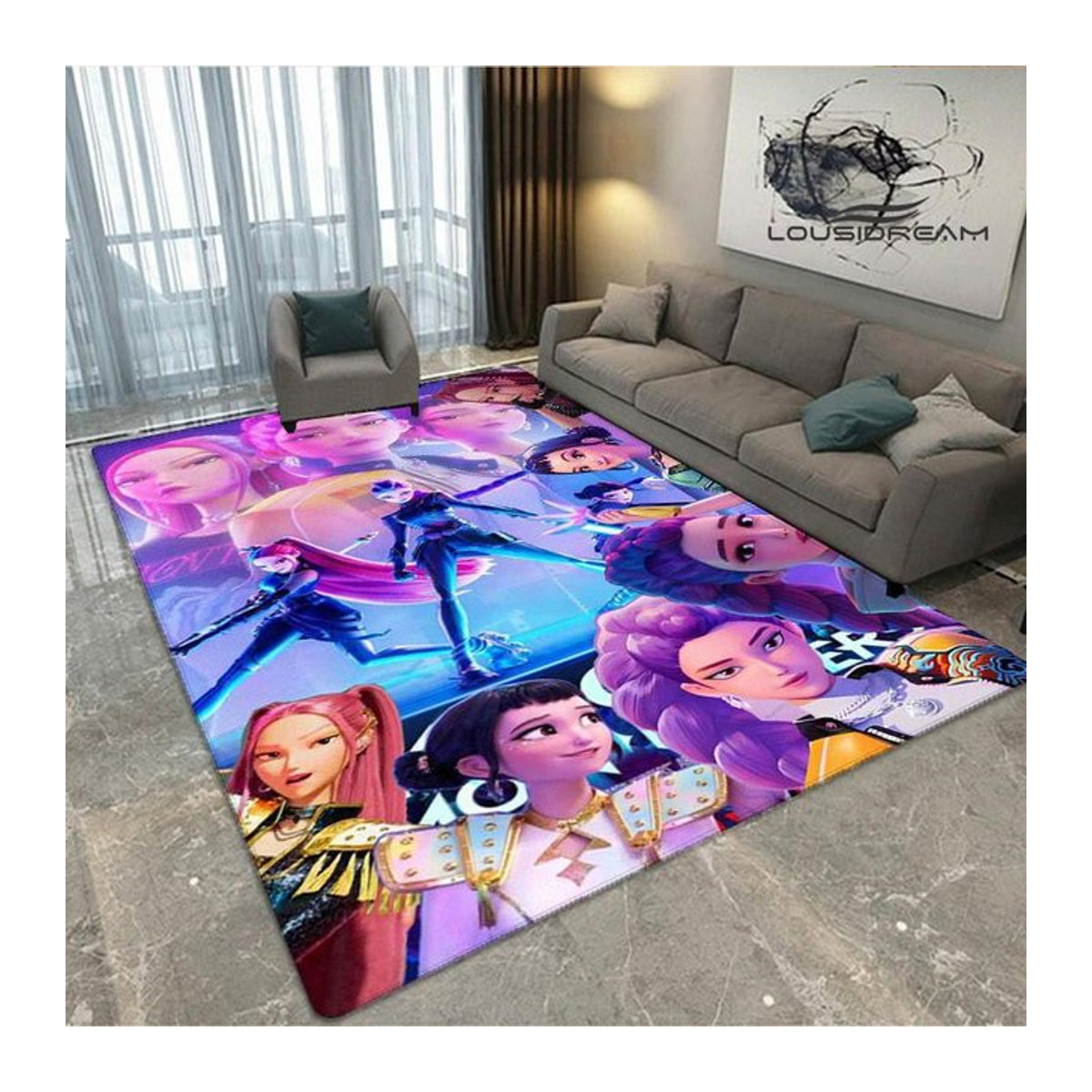 Rutschfester KPop Dämonenjäger Teppich von Magic Zhu in Mehrfarbig, B/T: 120 x 80 cm - Bild 1
