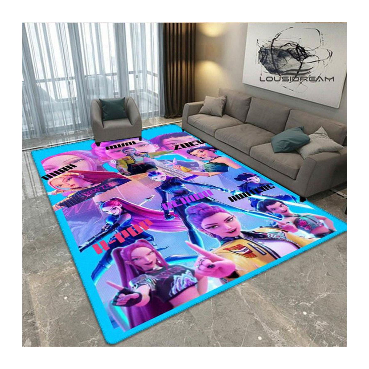 Rutschfester KPop Dämonenjäger Teppich von Magic Zhu in Mehrfarbig, B/T: 120 x 80 cm - Bild 2