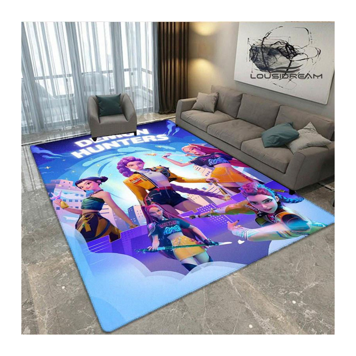 Rutschfester KPop Dämonenjäger Teppich von Magic Zhu in Mehrfarbig, B/T: 120 x 80 cm - Bild 3