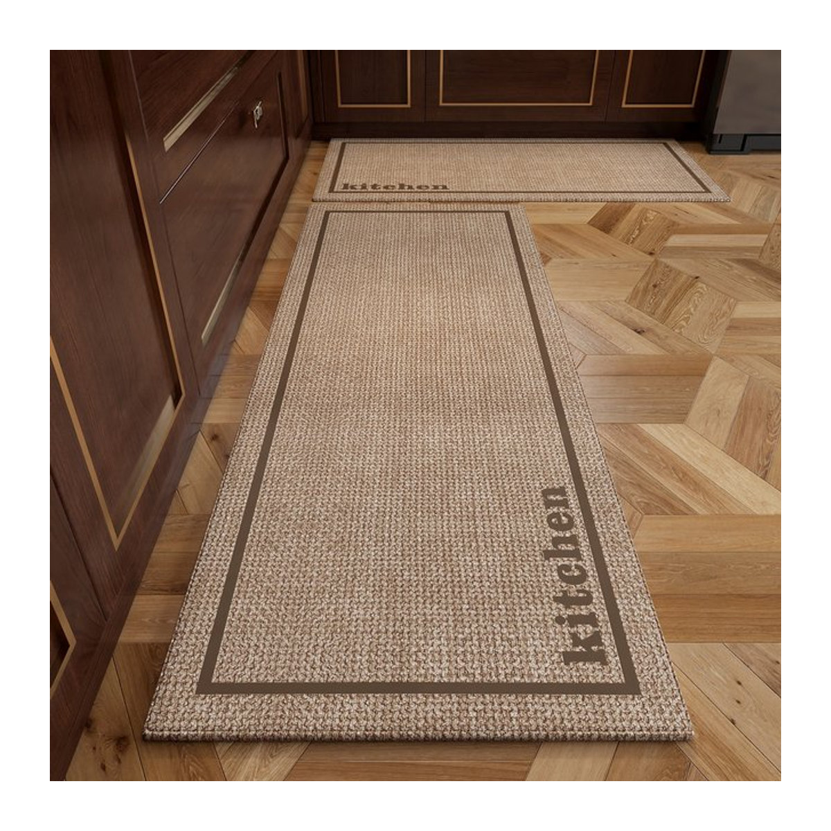 Rutschfester Küchenläufer facaishu in Beige im minimalistischen Webdesign - Bild 1
