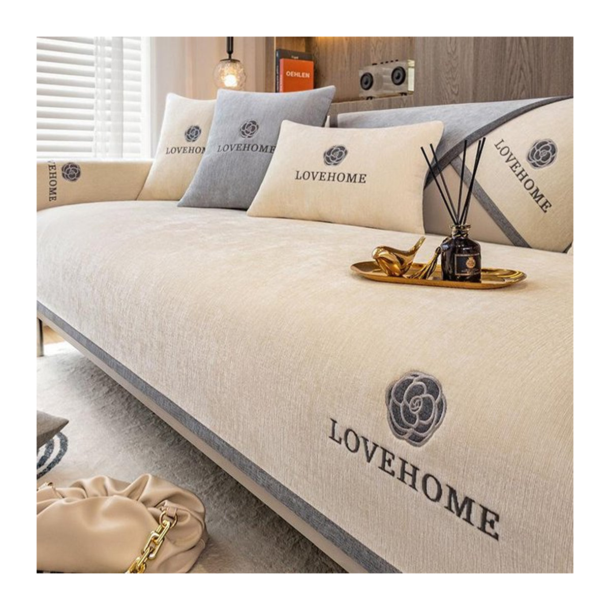 Rutschfester Luxus-Leder-Sofabezug von Your Warm Home in Beige, Breite: 180 cm, Tiefe: 70 cm - Bild 1